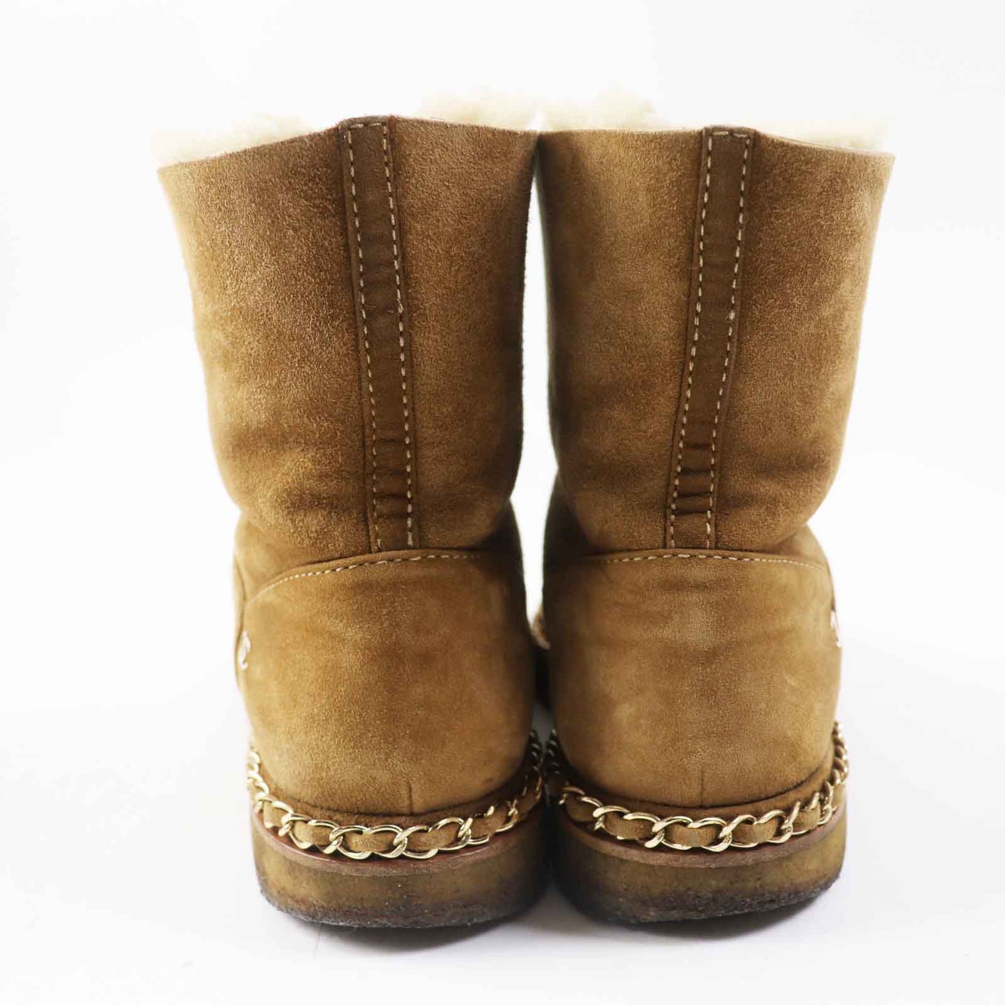 CHANEL short boots 18B G34113 Main: suede leather, Main: mouton Brown black Women 37