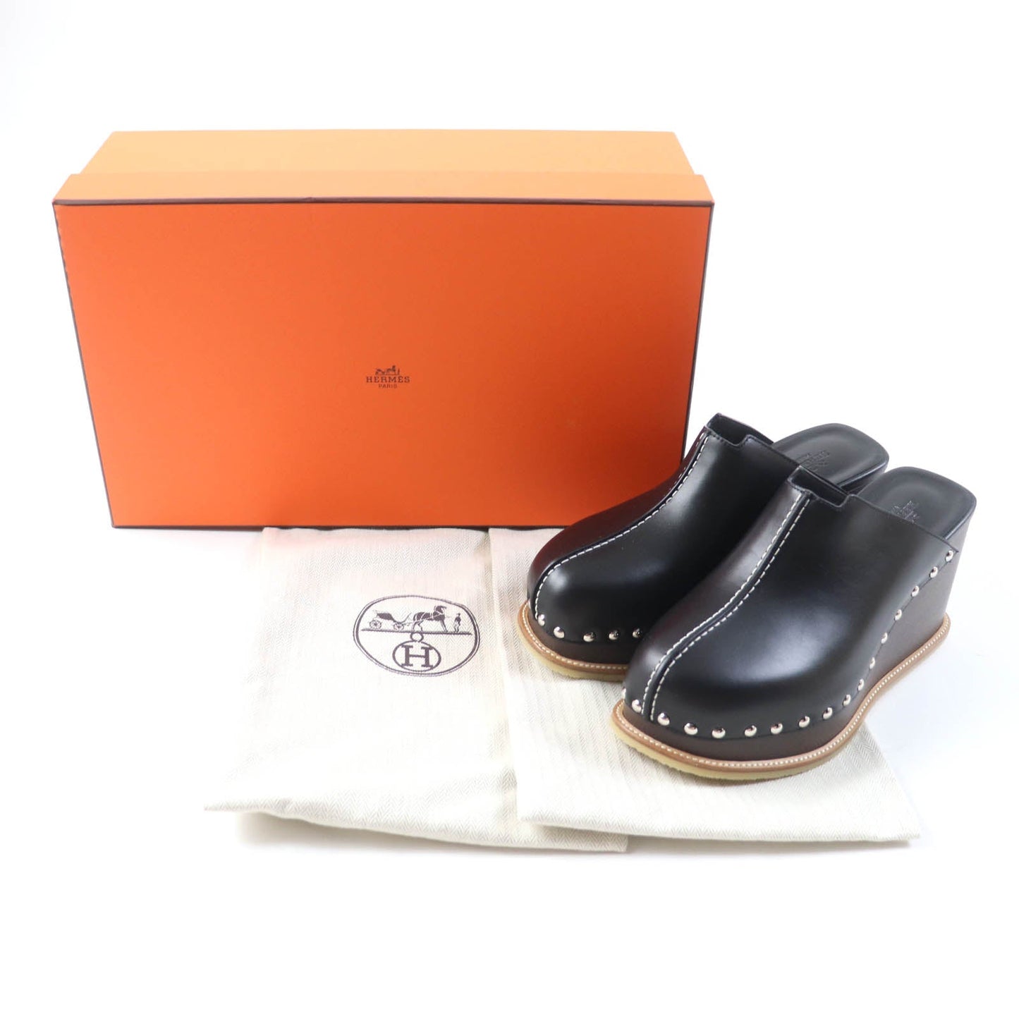 HERMES Sandals Main: Leather black Earth Women 37