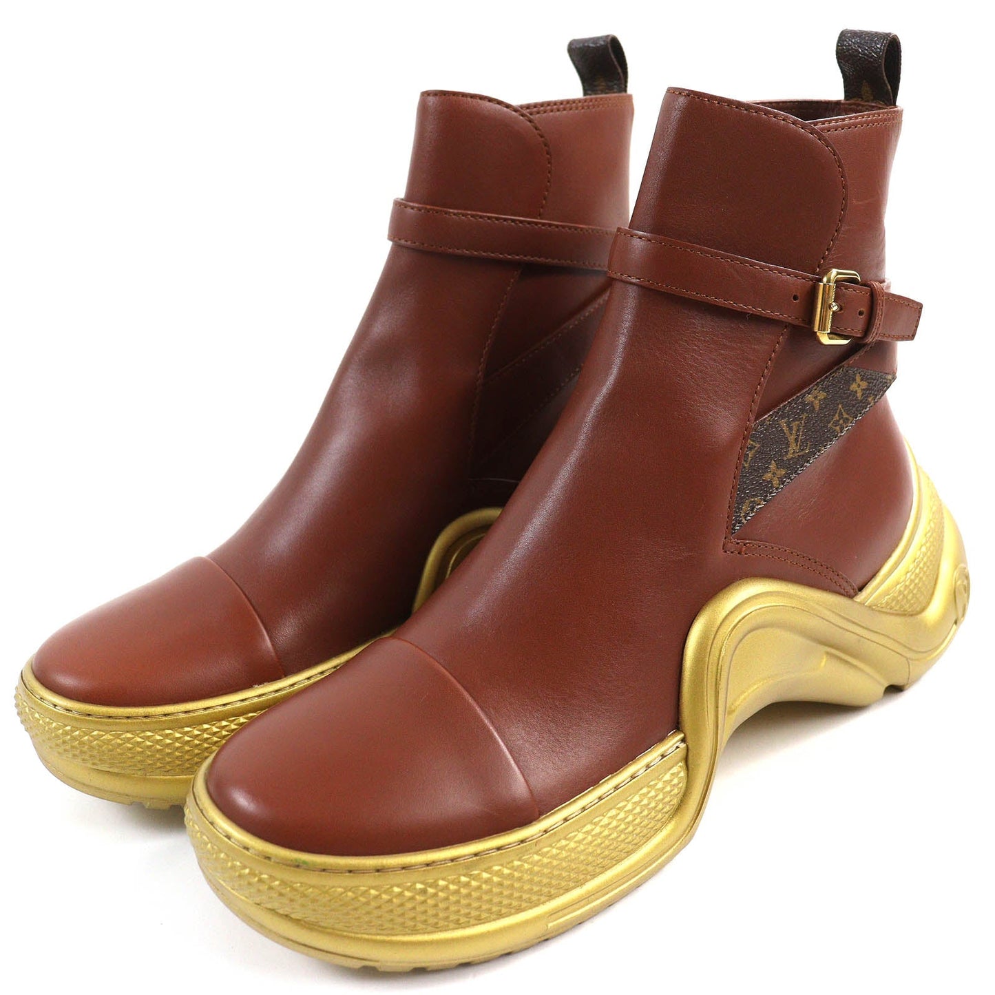 LOUIS VUITTON Ankle boots Main: Leather Brown gold Arclight line mens 42
