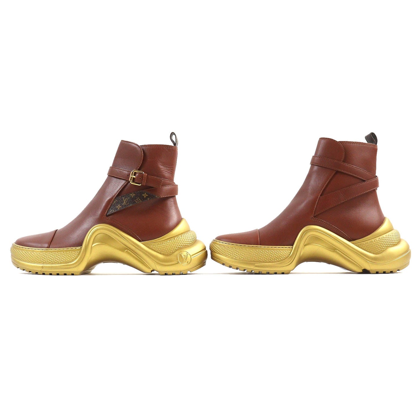 LOUIS VUITTON Ankle boots Main: Leather Brown gold Arclight line mens 42