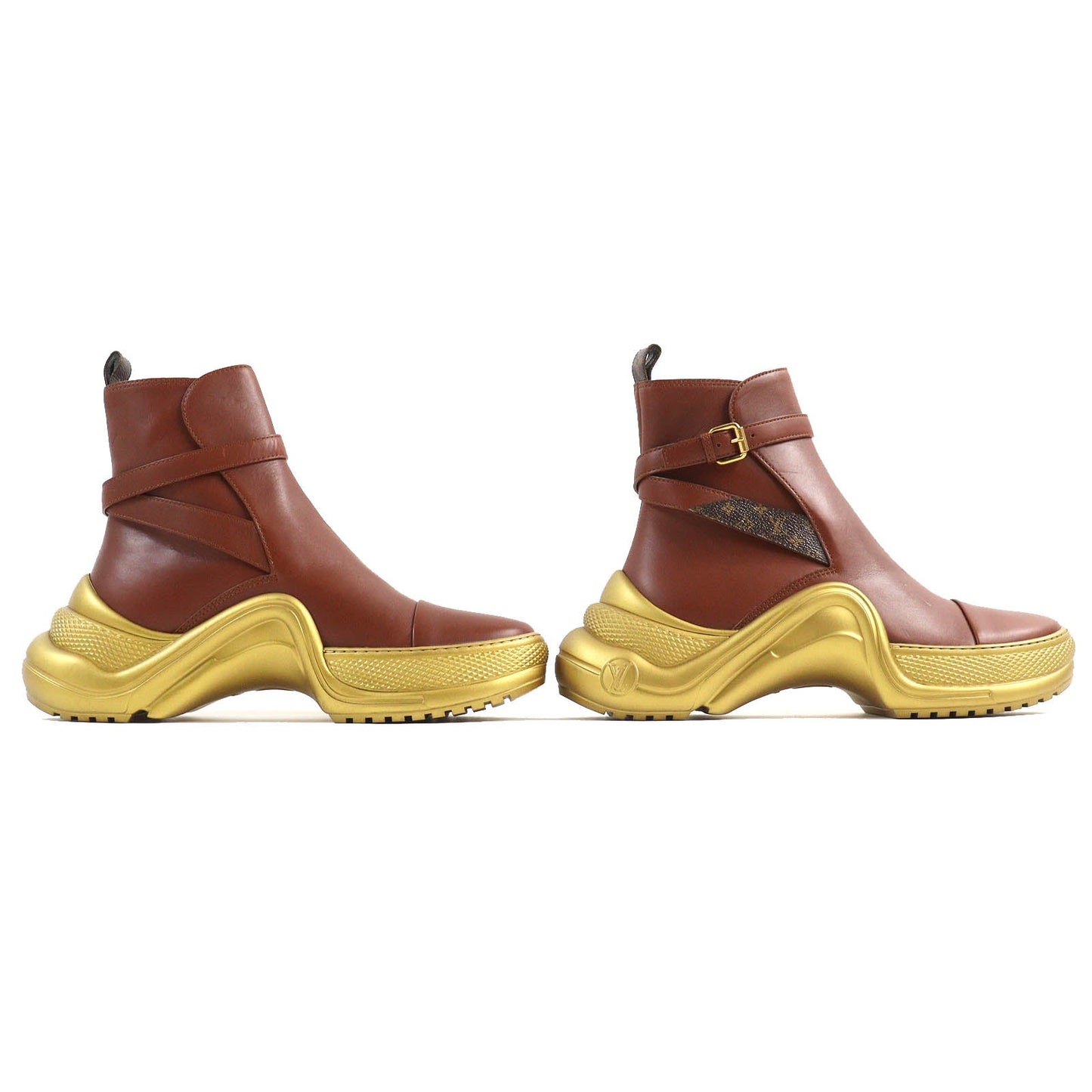 LOUIS VUITTON Ankle boots Main: Leather Brown gold Arclight line mens 42