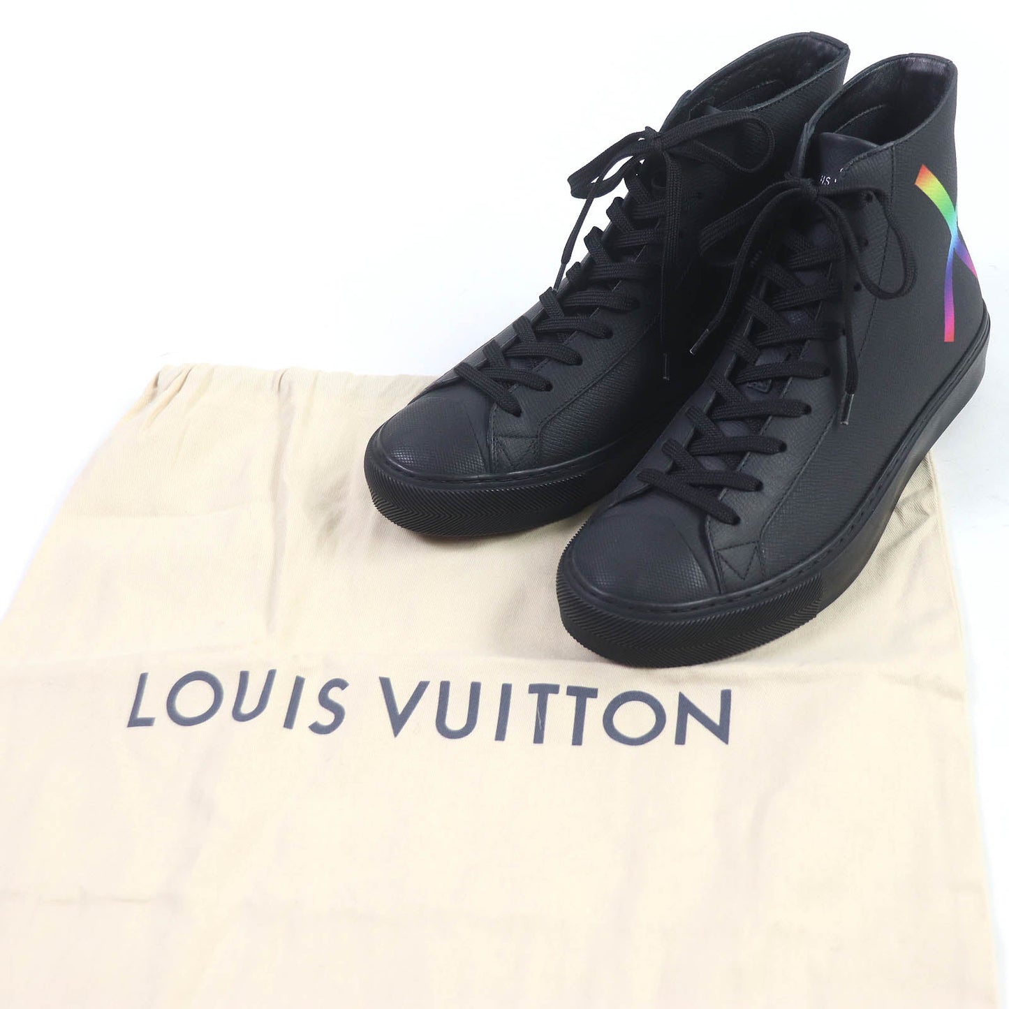 LOUIS VUITTON High cut sneakers Main: Leather, Main: Rubber black LV Tattoo Line mens 5 1/2
