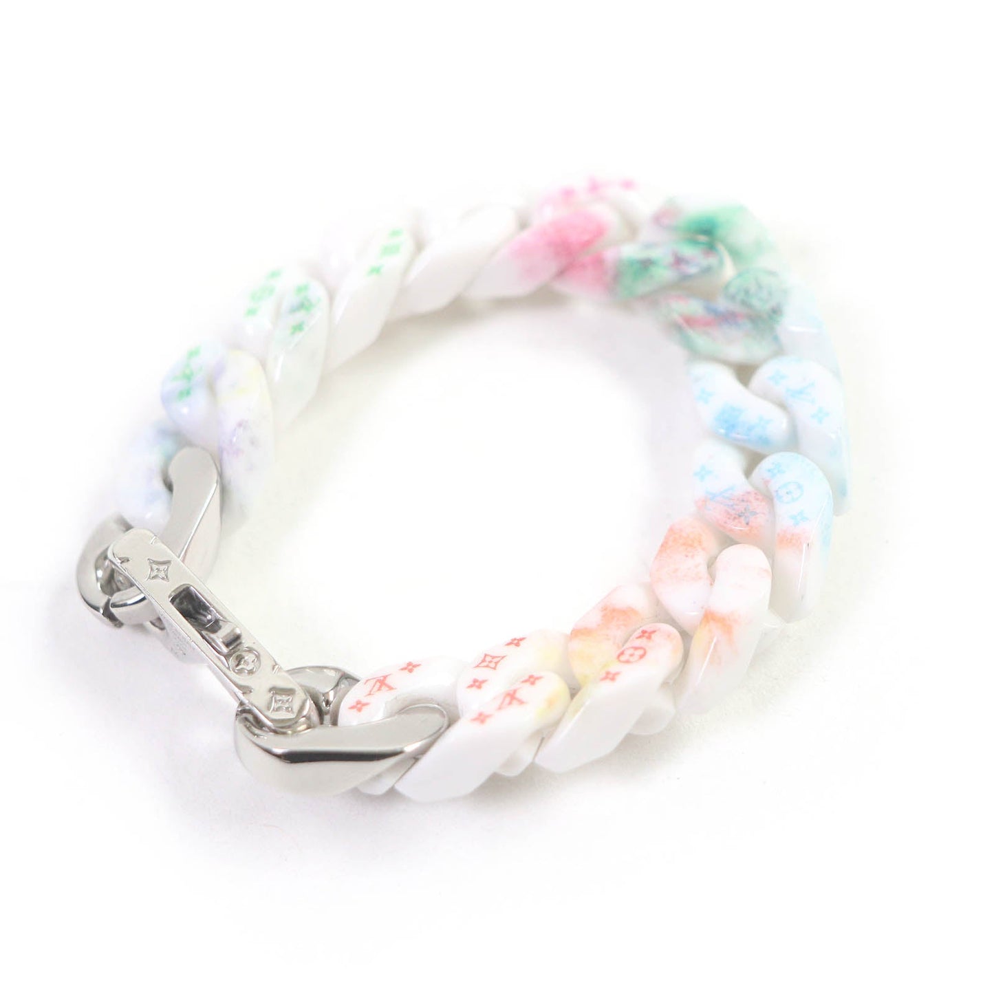 LOUIS VUITTON bracelet MP2851 Ceramic, Metal White Silver Bracelet Chain Links Pastel Women(Unisex) M