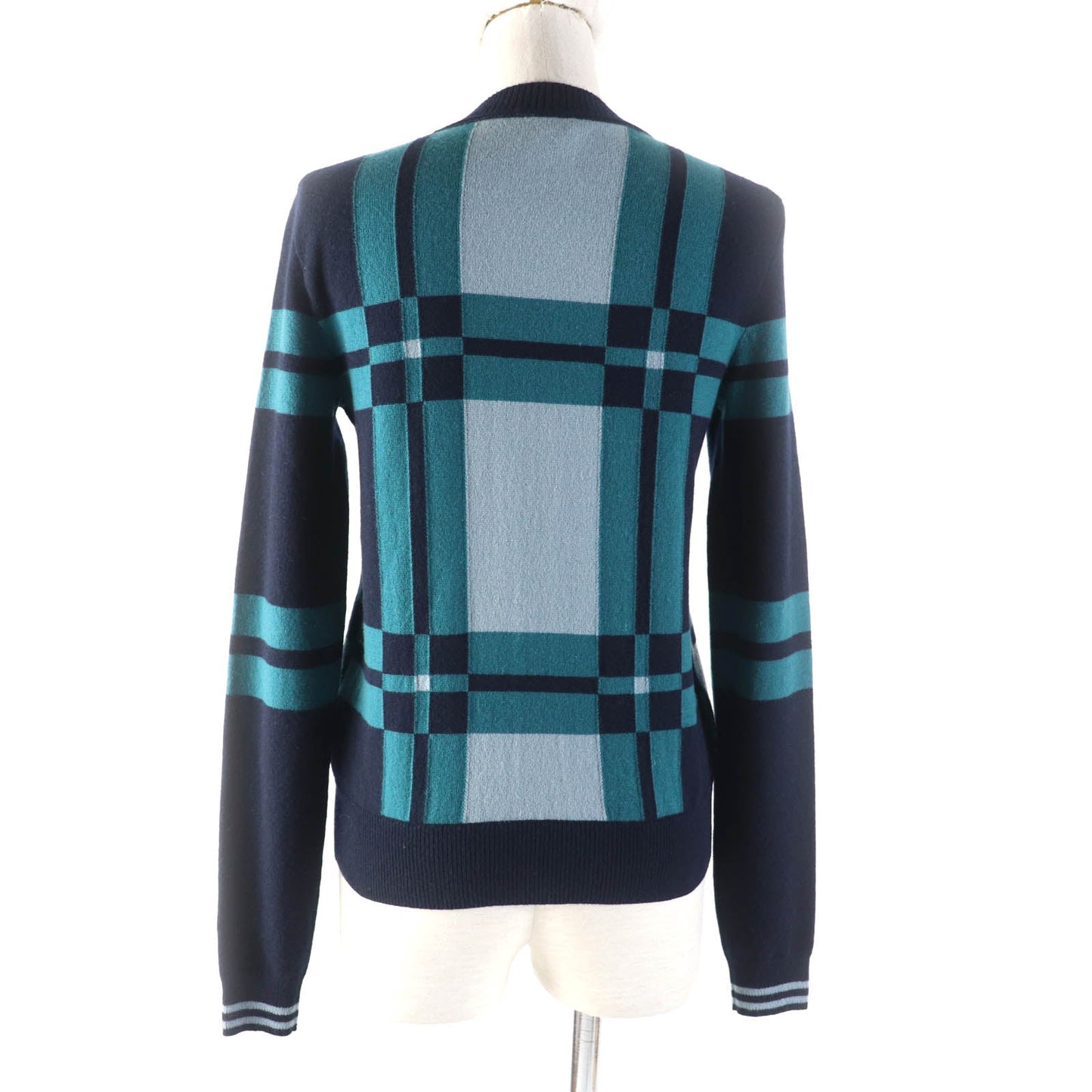 HERMES knit 3H2620DD Main: 100% cashmere Multi Brid de Gala Tartan Women 34