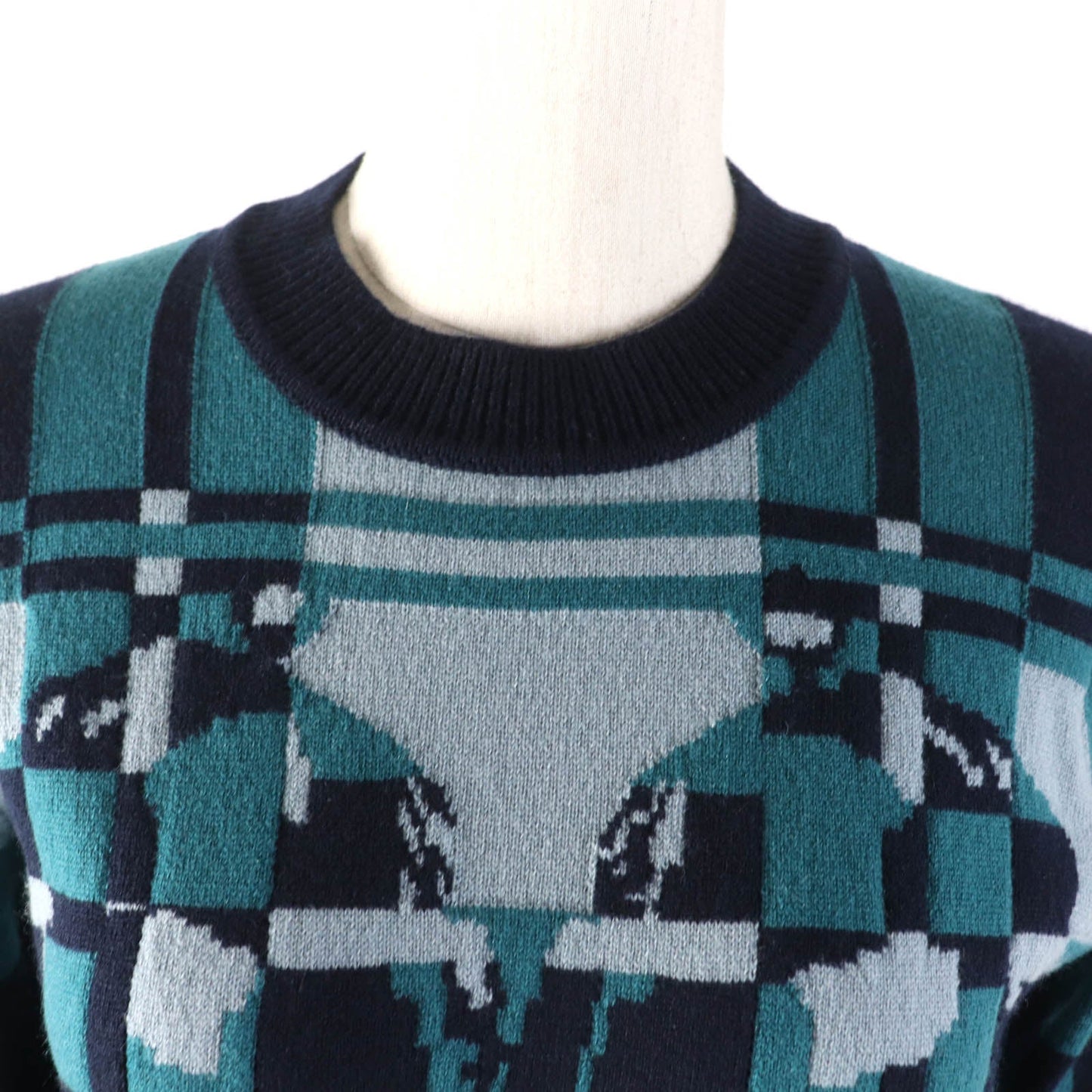 HERMES knit 3H2620DD Main: 100% cashmere Multi Brid de Gala Tartan Women 34