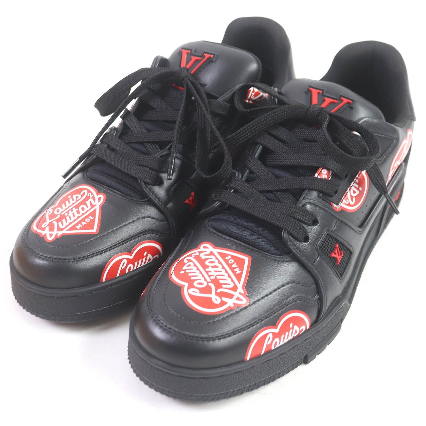 LOUIS VUITTON Low cut sneakers Main: Leather black LV Trainer Line mens 5 1/2