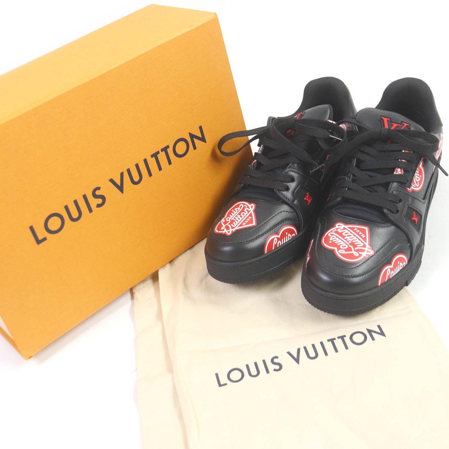 LOUIS VUITTON Low cut sneakers Main: Leather black LV Trainer Line mens 5 1/2