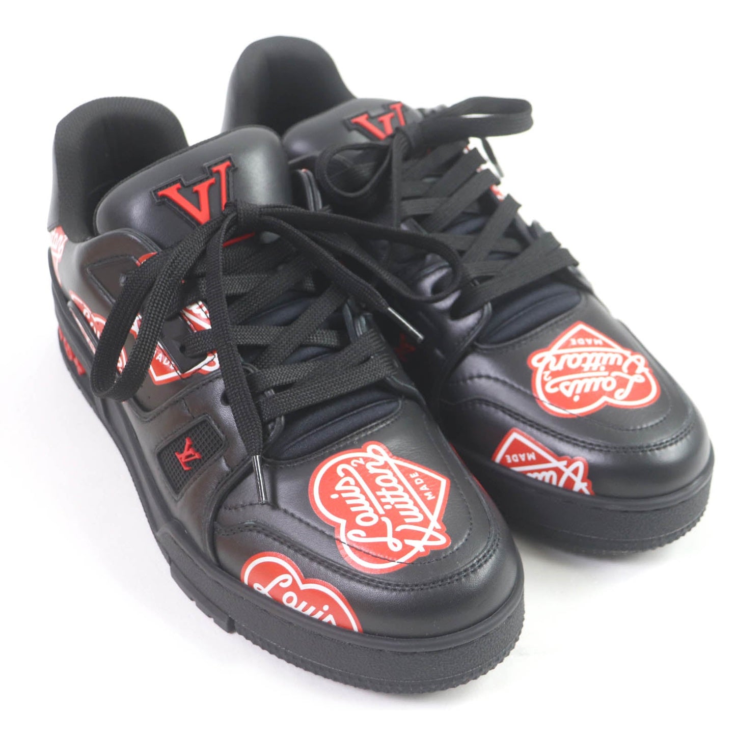 LOUIS VUITTON Low cut sneakers Main: Leather black LV Trainer Line mens 5 1/2