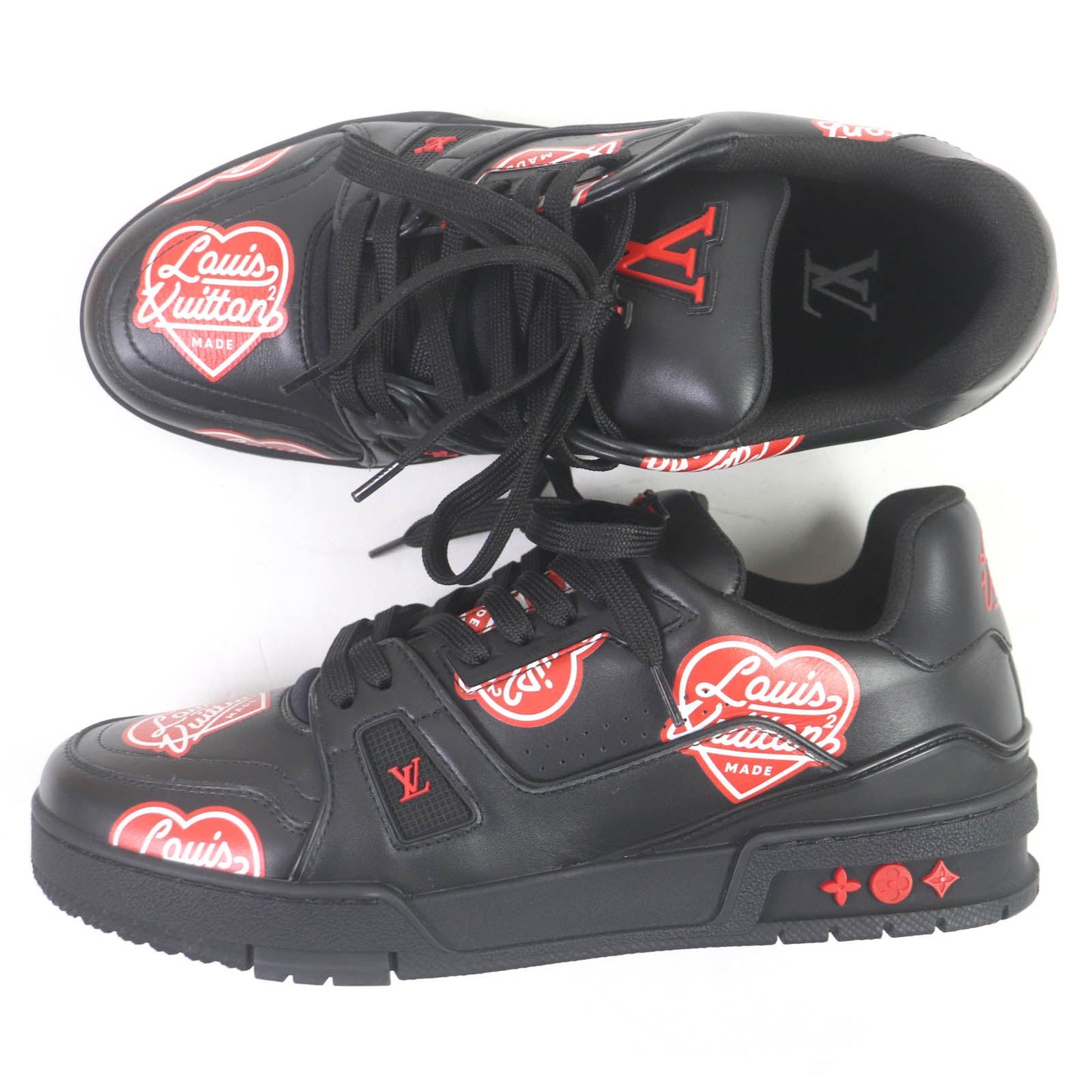 LOUIS VUITTON Low cut sneakers Main: Leather black LV Trainer Line mens 5 1/2