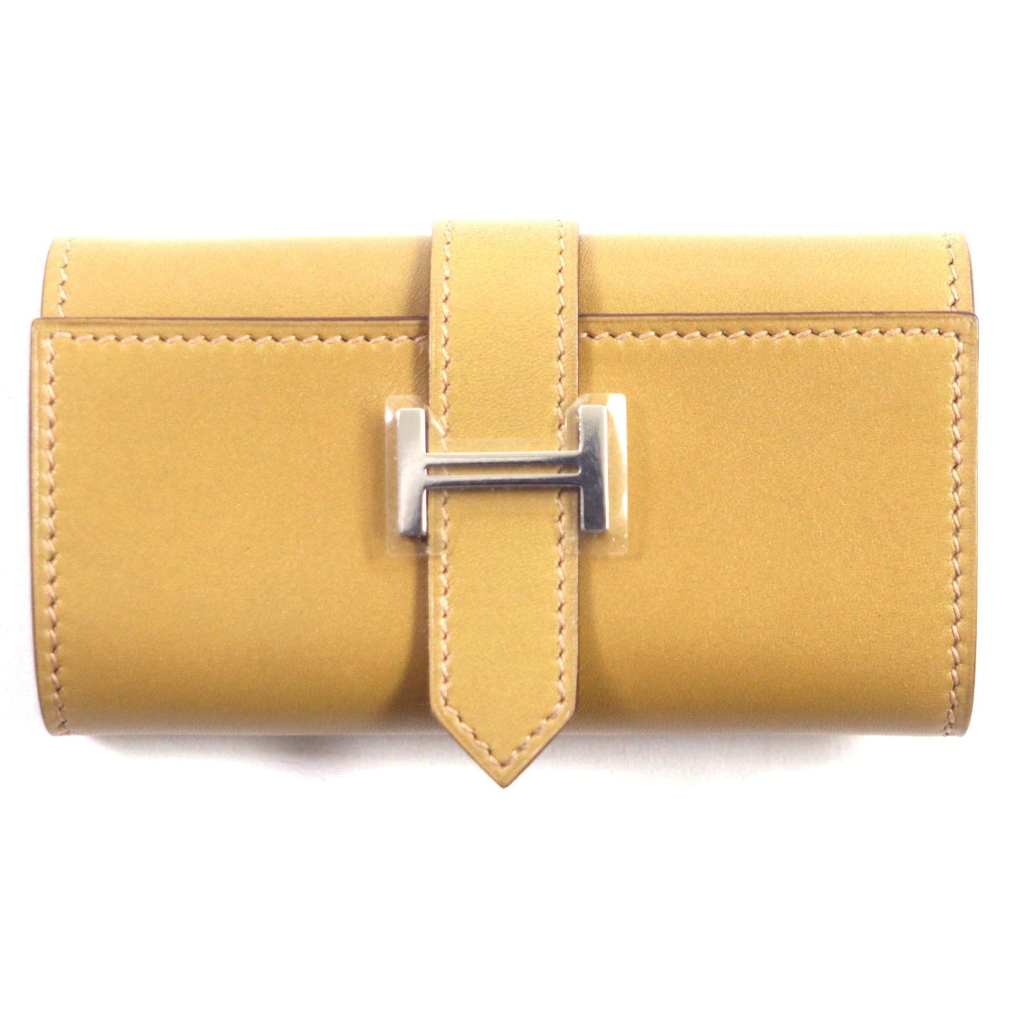 HERMES Key case Key holder  Main: Box calf Yellow beige Bean mens