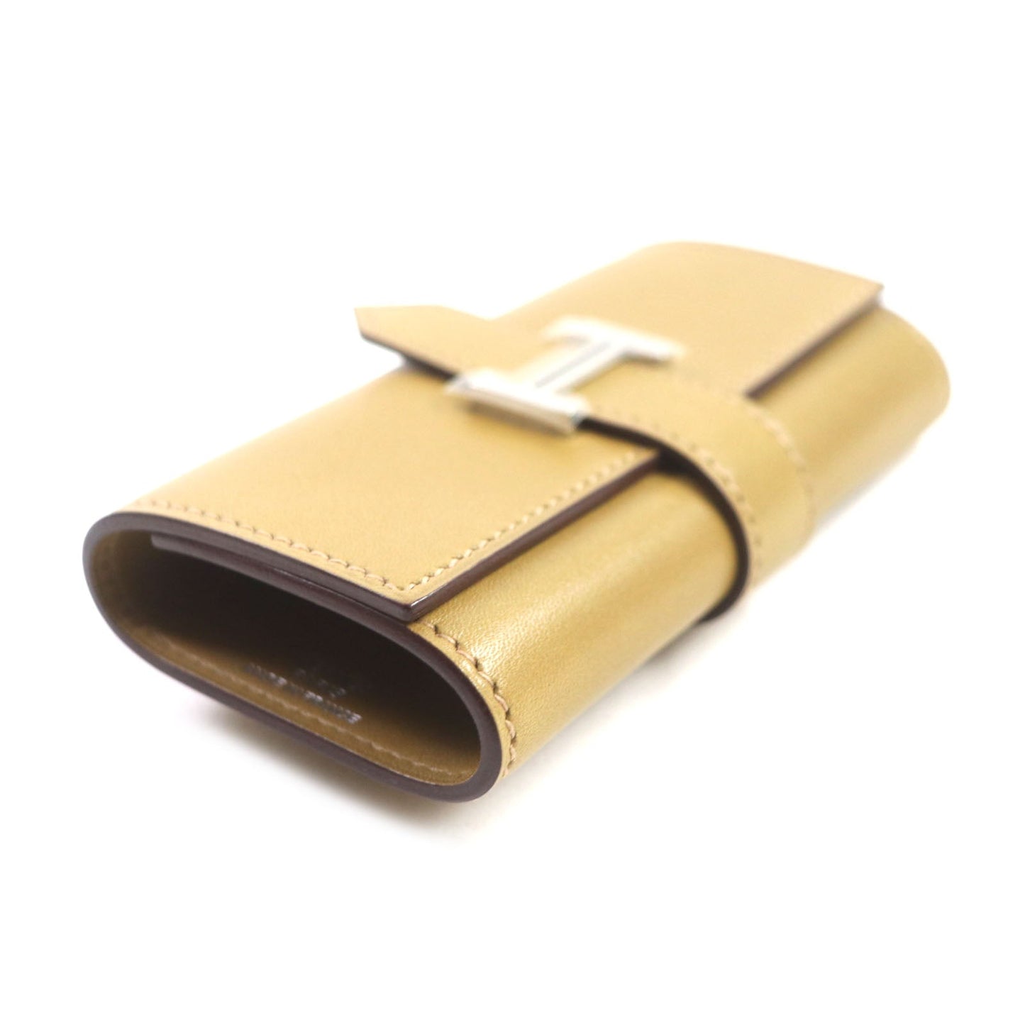 HERMES Key case Key holder  Main: Box calf Yellow beige Bean mens