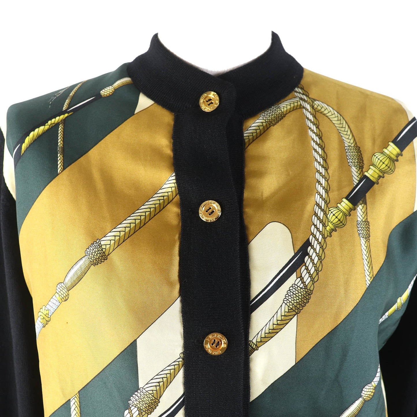 HERMES cardigan silk Black multicolor 40