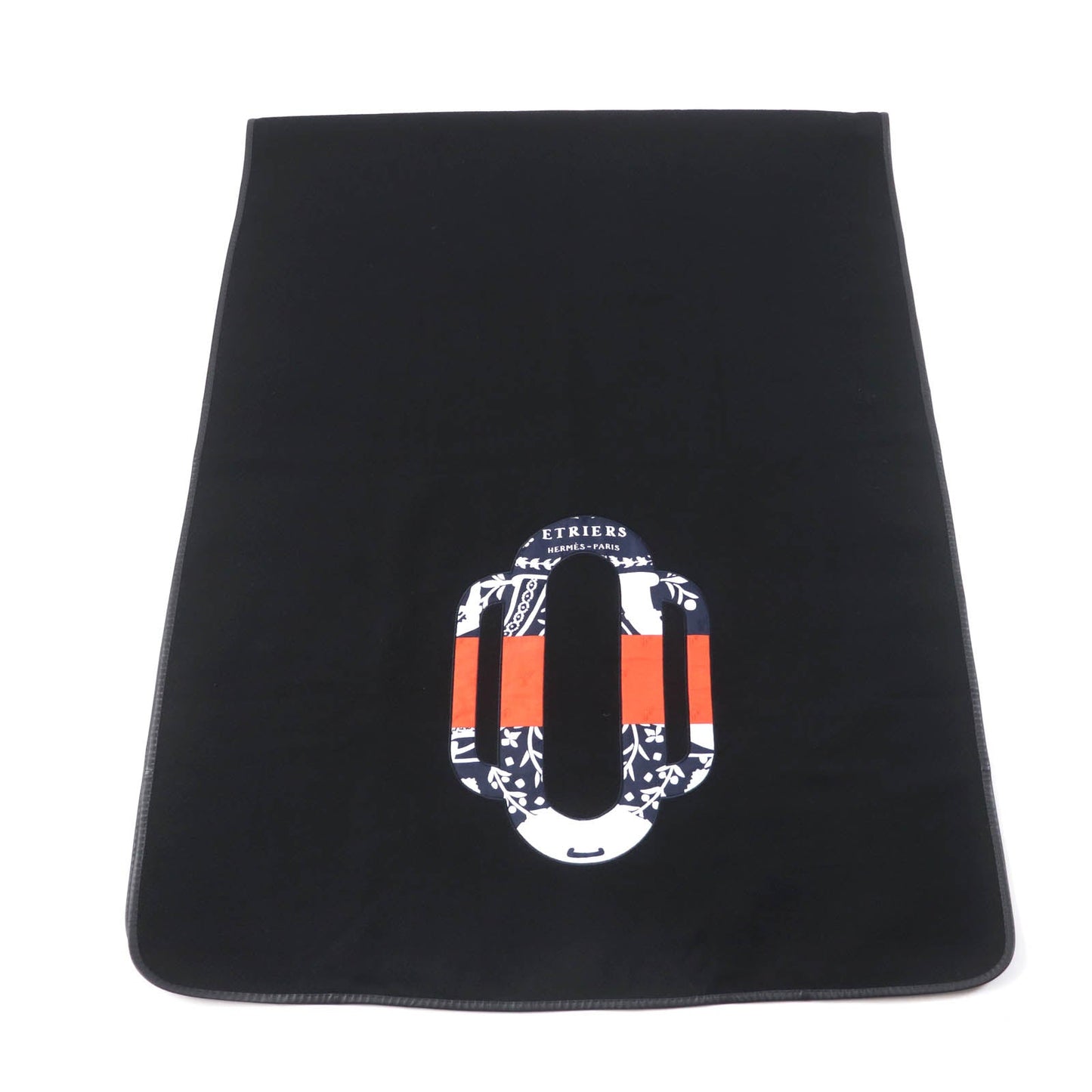 HERMES shawl Main: 100% cashmere black ETRIERS stirrups Women