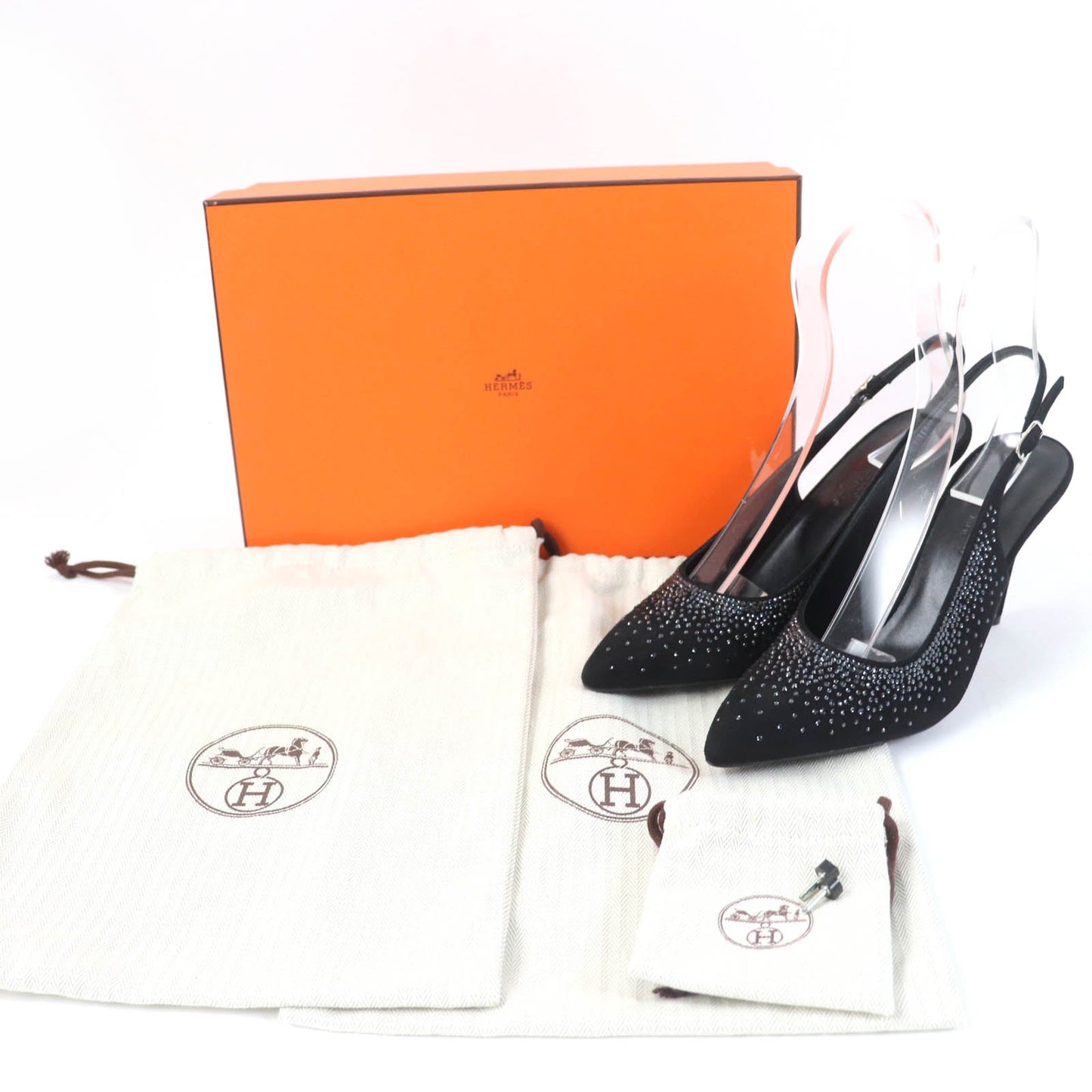 HERMES pumps Main: Suede leather black Strath 90Festive Festive 90 Women 37