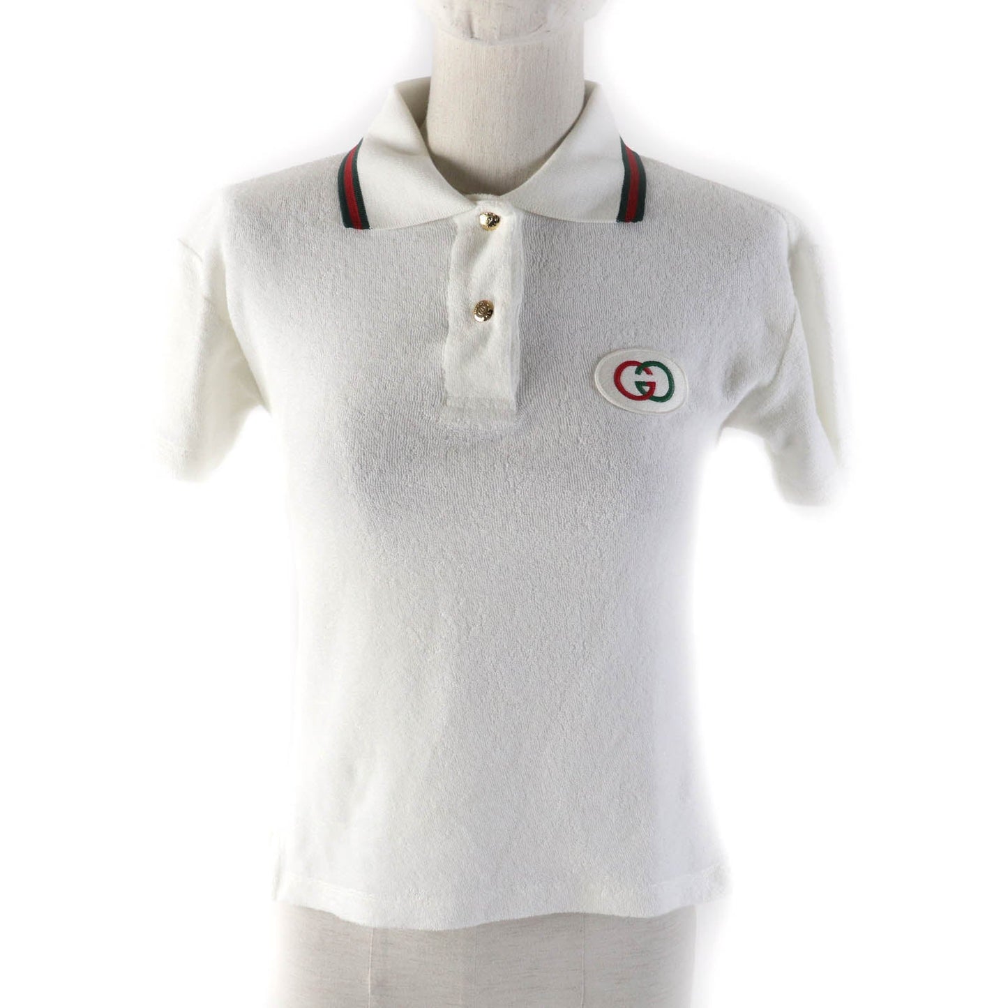 GUCCI Short sleeve polo shirt 599122 Main: 100% cotton, Part: 84% cotton, Part: 16% polyester, Part: 100% polyester white Women XS