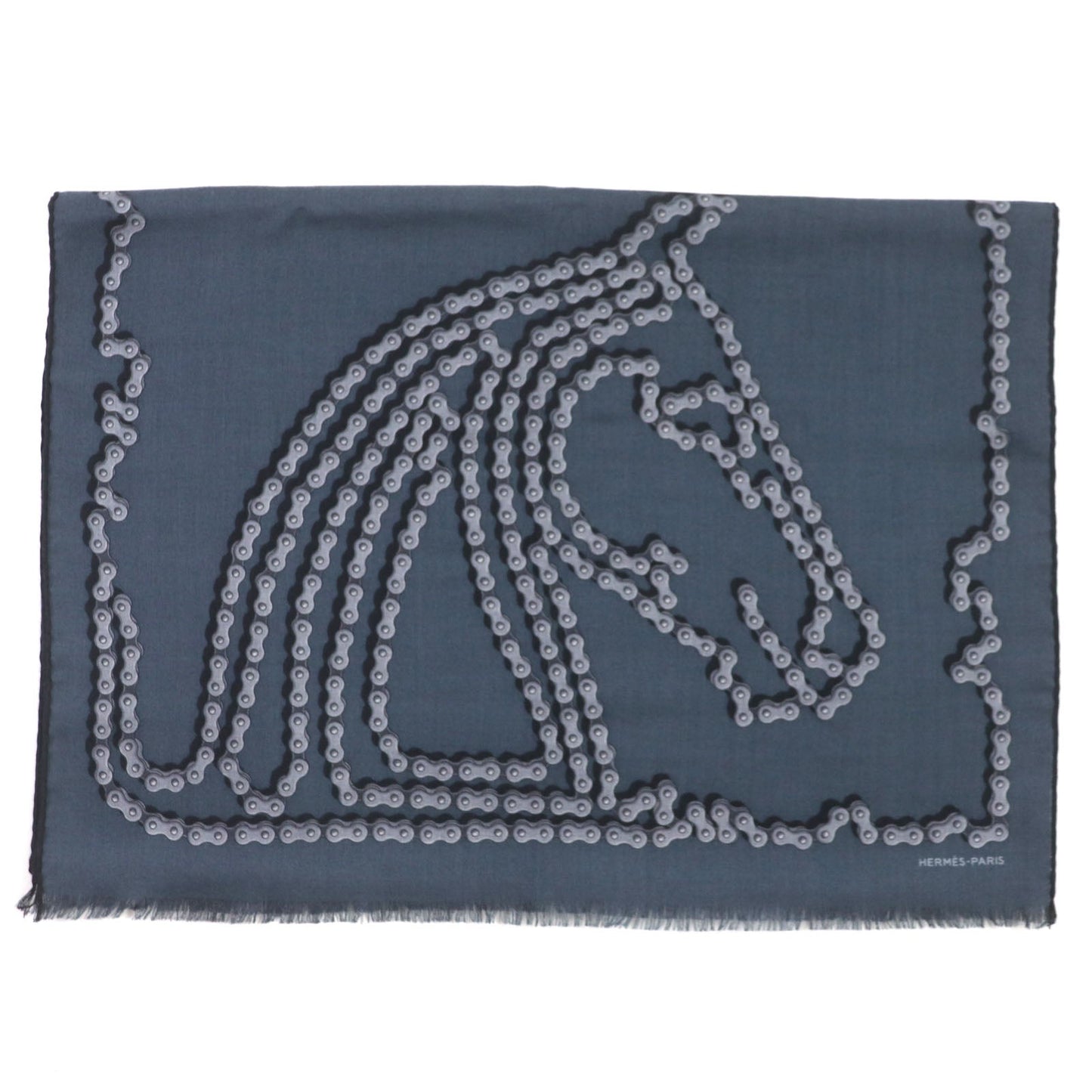 HERMES shawl Main: 70% cashmere, Main: 30% silk Navy Cheval Dechaine mens