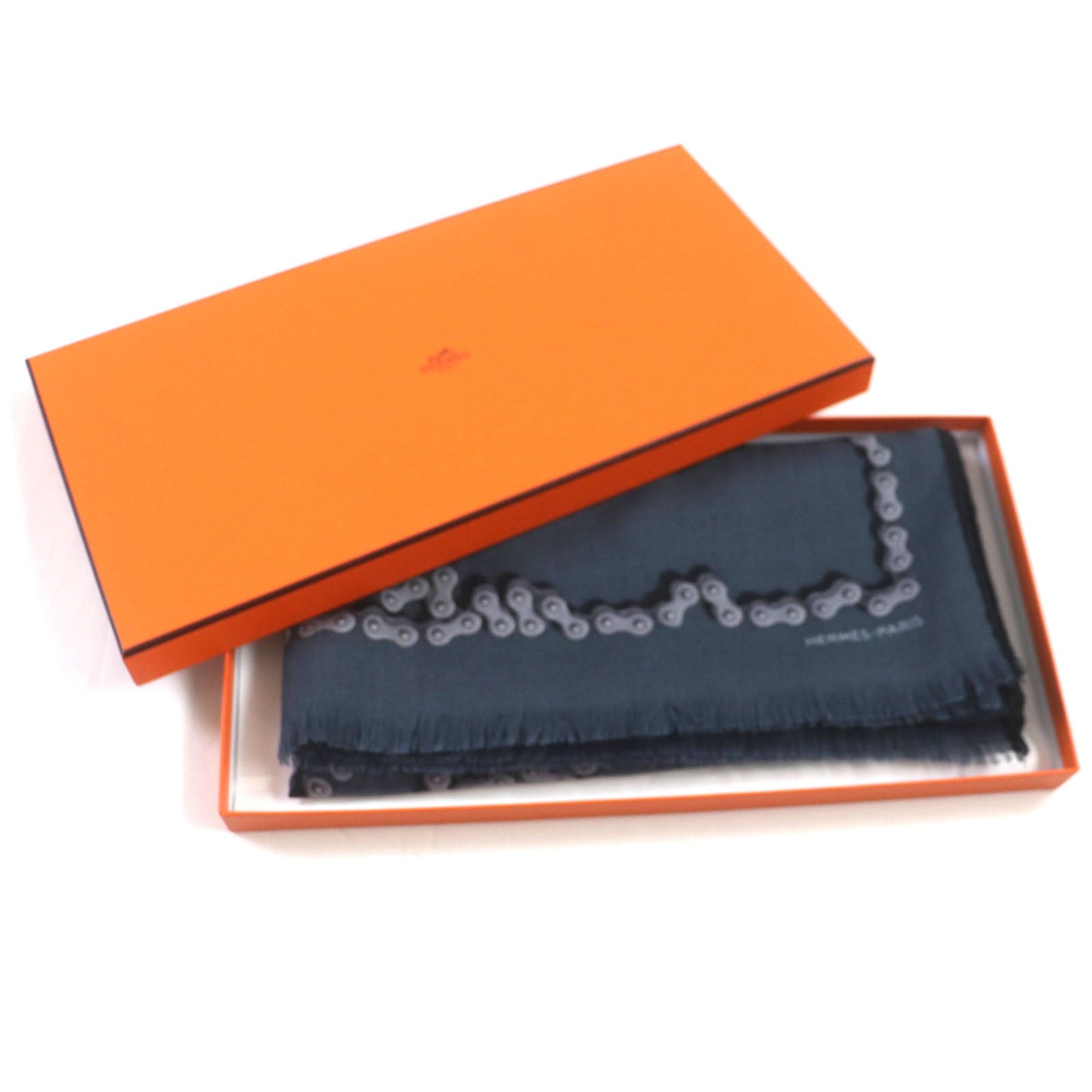 HERMES shawl Main: 70% cashmere, Main: 30% silk Navy Cheval Dechaine mens