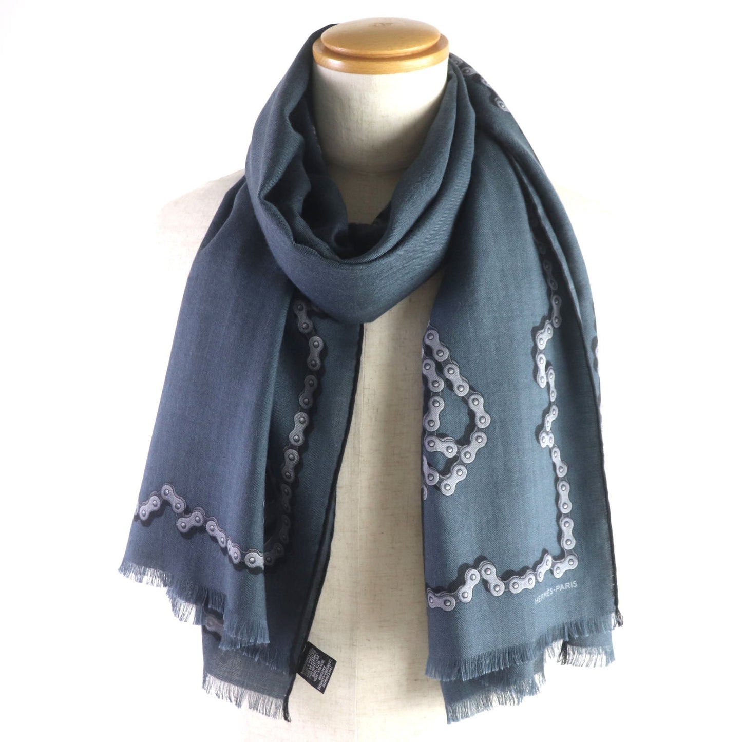 HERMES shawl Main: 70% cashmere, Main: 30% silk Navy Cheval Dechaine mens