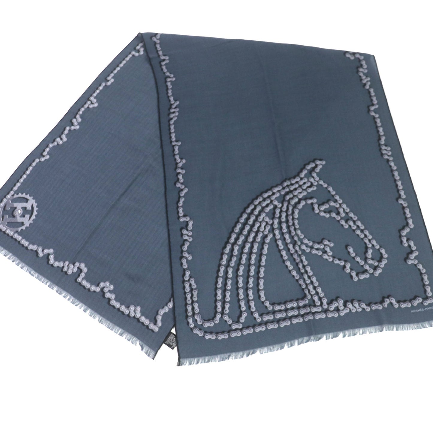 HERMES shawl Main: 70% cashmere, Main: 30% silk Navy Cheval Dechaine mens