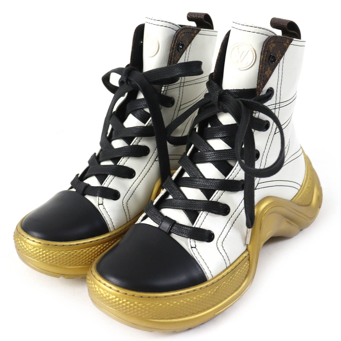 LOUIS VUITTON Ankle boots Main: Leather White Black Gold Arclight line Women 37
