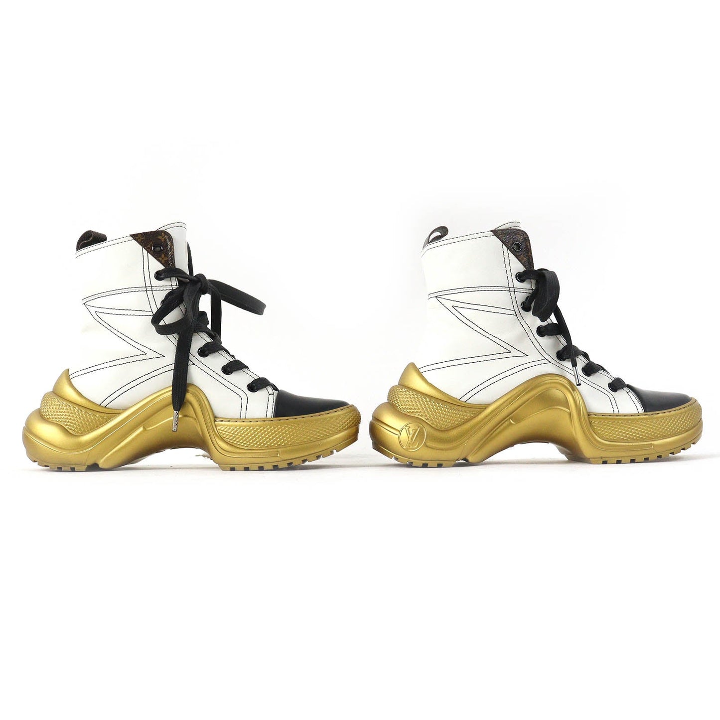 LOUIS VUITTON Ankle boots Main: Leather White Black Gold Arclight line Women 37