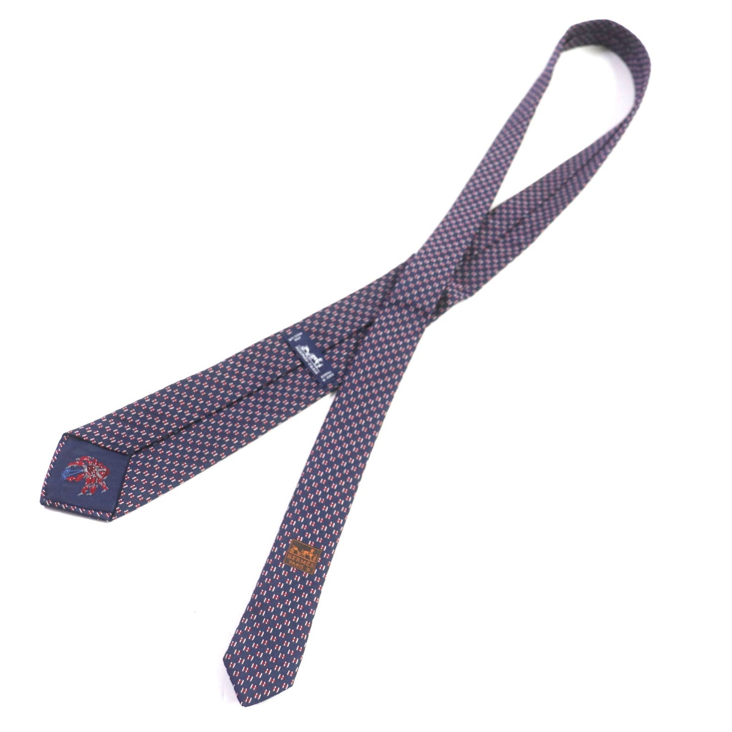 HERMES tie 339320T Main: 100% silk MARINE/ROUGE/BLANC H Flamboyant Web mens
