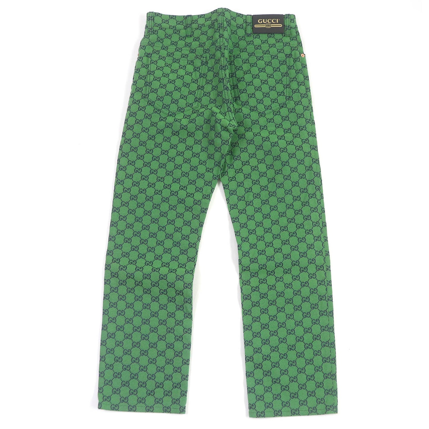 GUCCI Denim pants 623953 Main: 71% cotton, Main: 29% polyurethane, Part: Cowhide green mens 30