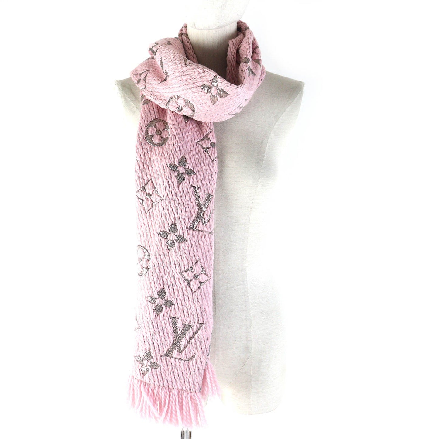 LOUIS VUITTON Scarf M70466 Main: 95% wool, Main: 3% silk, Main: 2% polyester Rose valerine Escalp Logo Mania Shine Women