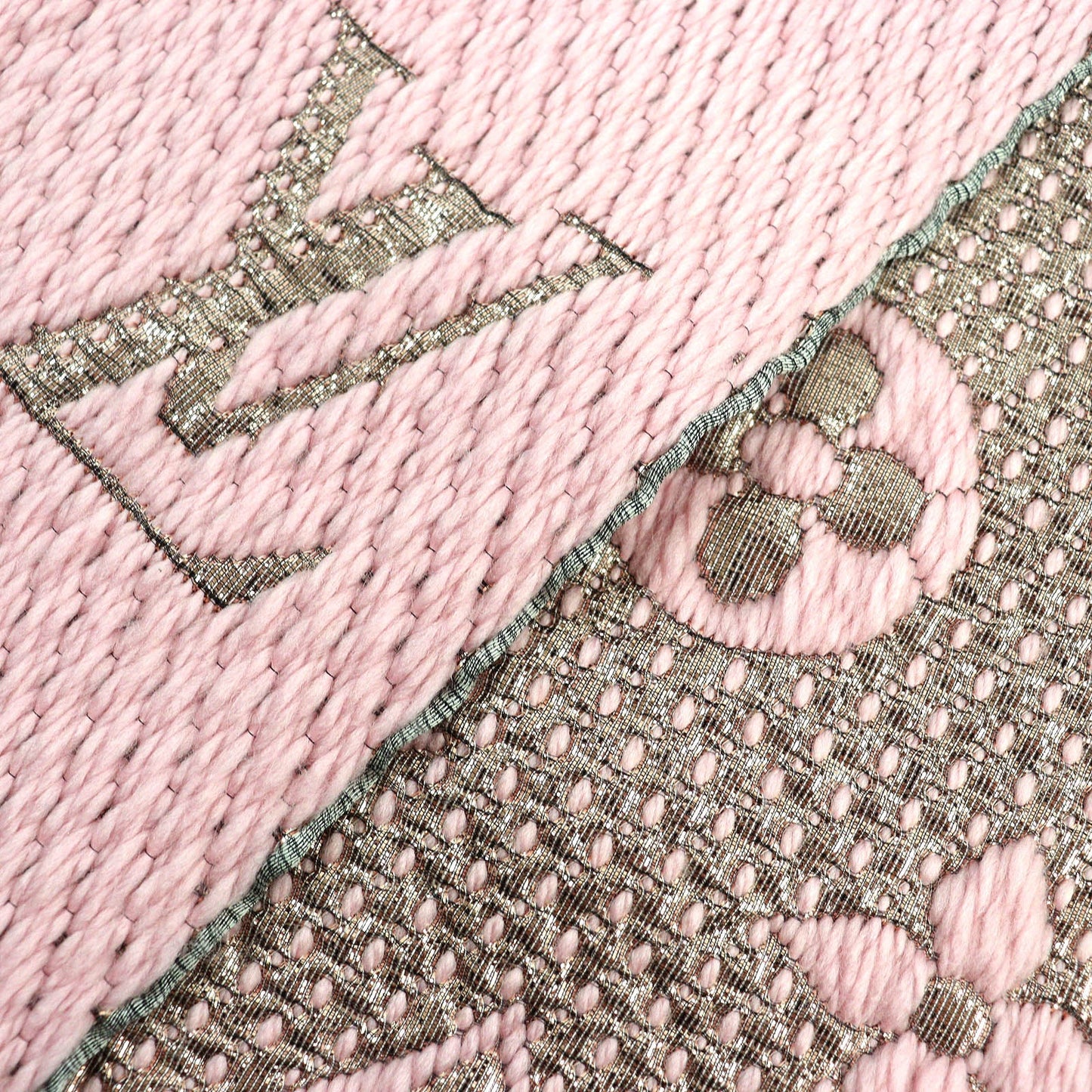LOUIS VUITTON Scarf M70466 Main: 95% wool, Main: 3% silk, Main: 2% polyester Rose valerine Escalp Logo Mania Shine Women