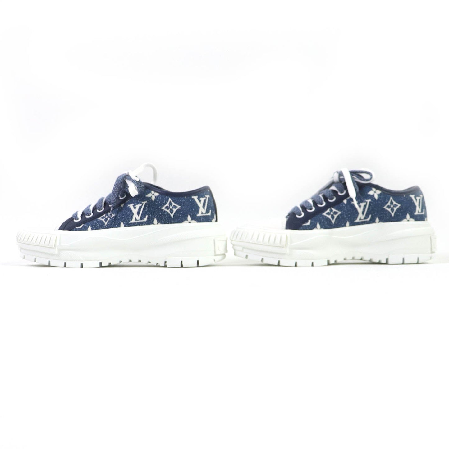 LOUIS VUITTON sneakers denim Indigo Blue White squad line 35