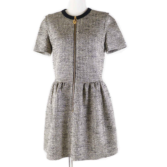 LOUIS VUITTON one piece 1AAYVW Outer material: 28% cotton, 26% rayon, 15% nylon, 8% polyester, 4% other Black gold Zip-up Lurex tweed dress Women 38