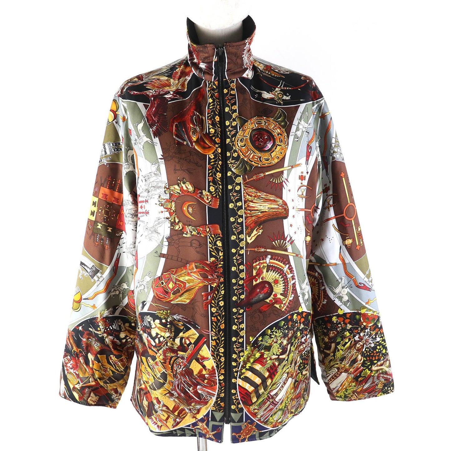 HERMES No color jacket Outer: 100% silk, Filling: 100% polyester, Lining: 100% cotton, Lining: 85% polyester, Lining: 15% nylon Brown type Multicolor LES MYTHOLOGIES DES HOMMES ROUGES The legend of the brown men Women