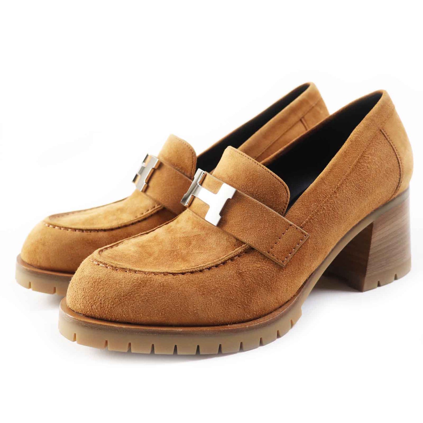 HERMES pumps 222061 Main: Suede leather Camel Women 36