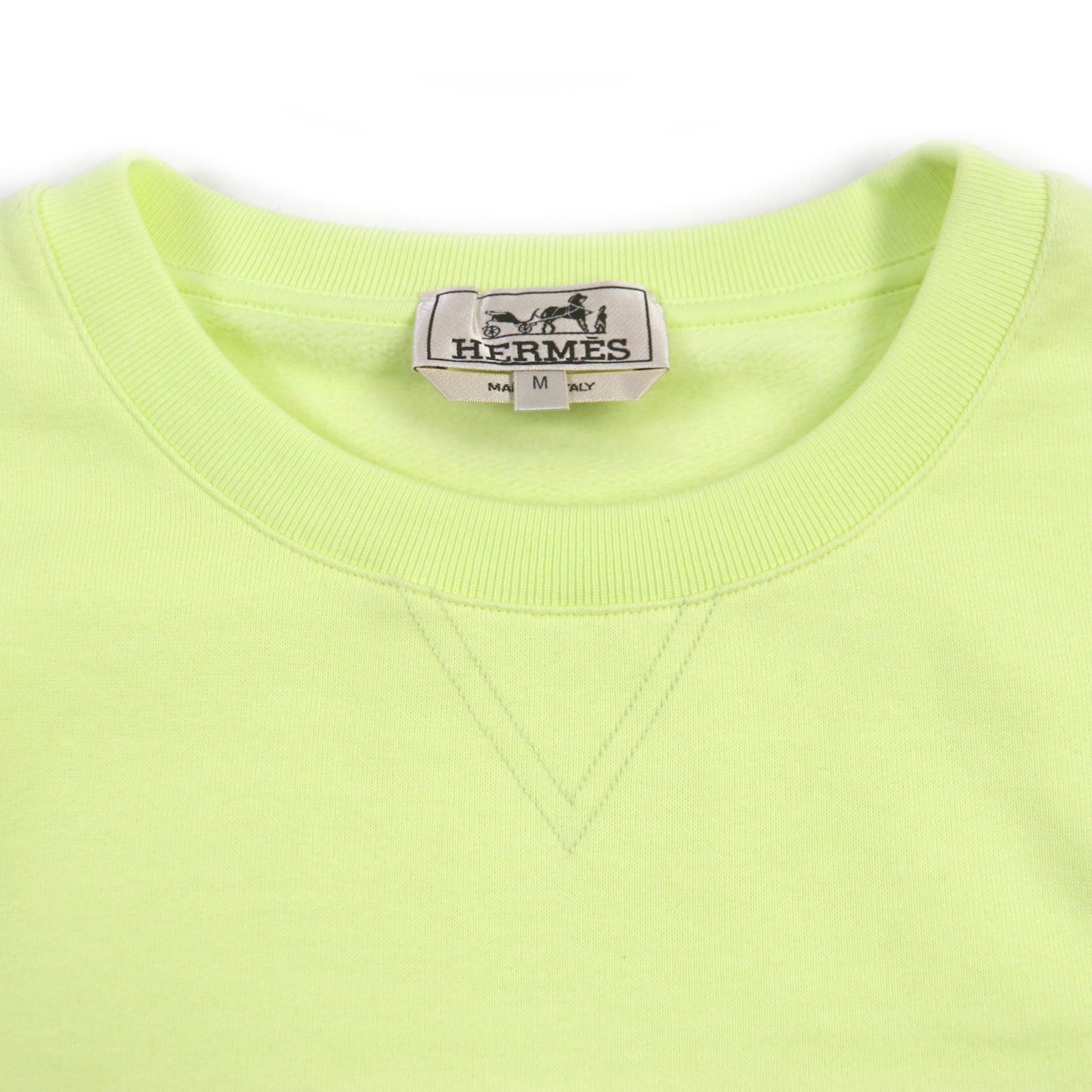 HERMES sweat 31-5765 Main: 100% cotton, Leather part: sheepskin, Part: 90% cotton, Part: 10% polyurethane lime Chevaux en symmetry mens M
