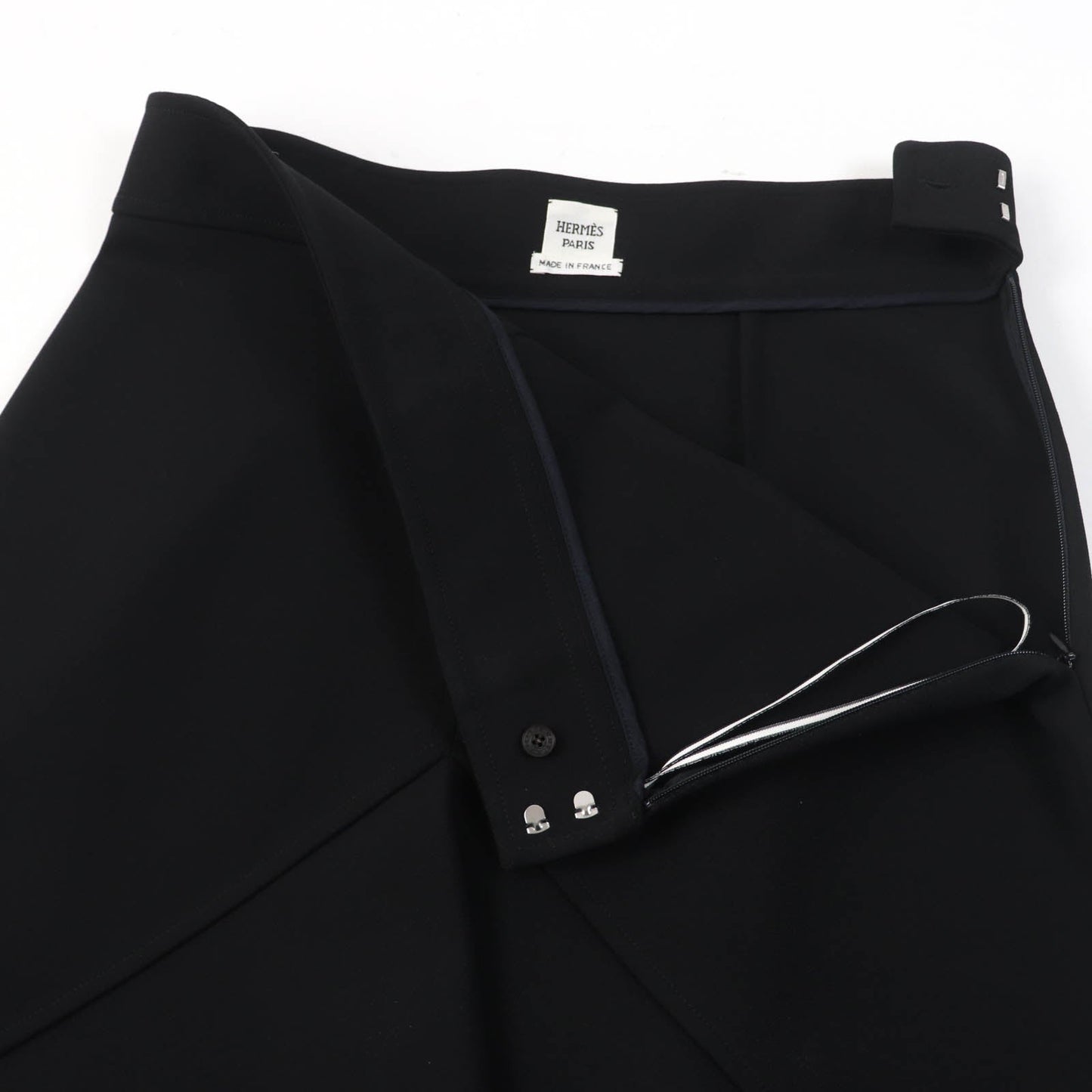 HERMES flare skirt 3E0315DJ Main: 93% rayon, Main: 7% polyurethane, Part: 65% rayon, Part: 35% silk black Women 42