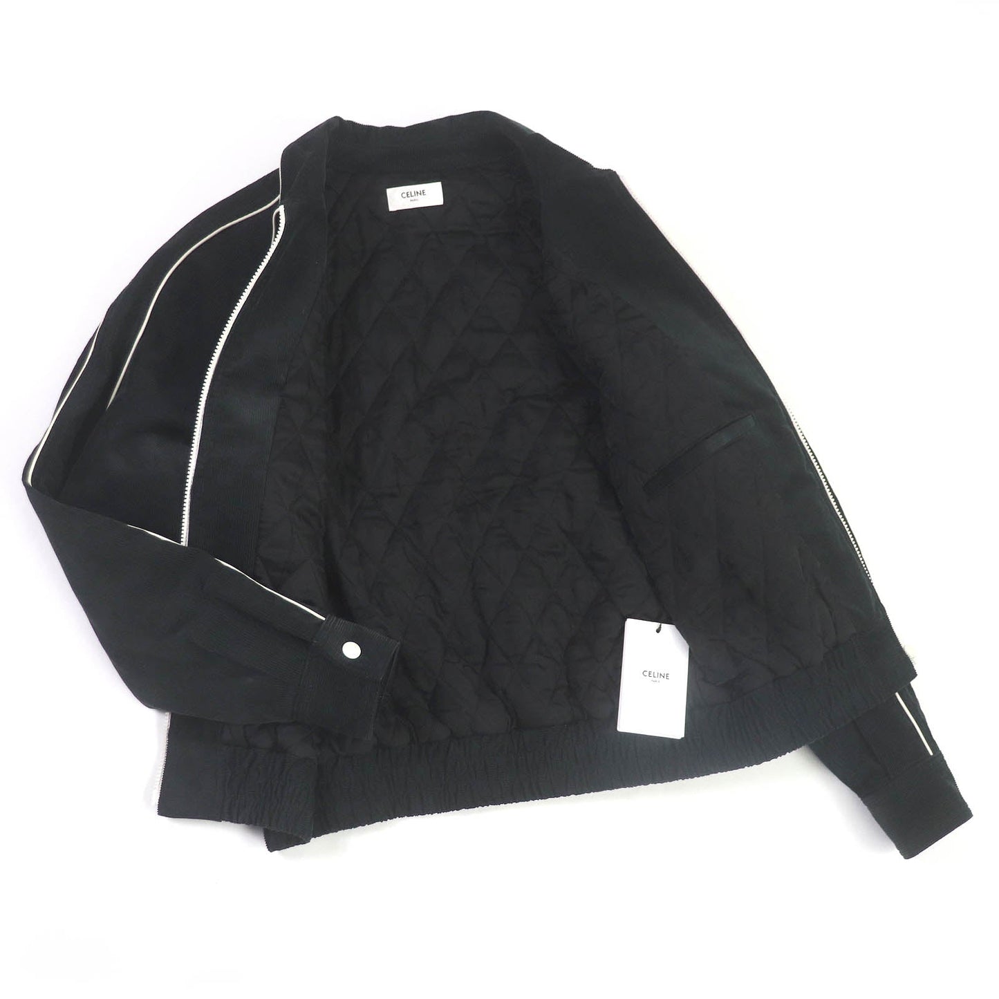 CELINE leather jacket 2Q773580W Outer: 100% cotton, Lining: 100% cupra, Filling: 100% polyester, Part: sheep leather black mens XS