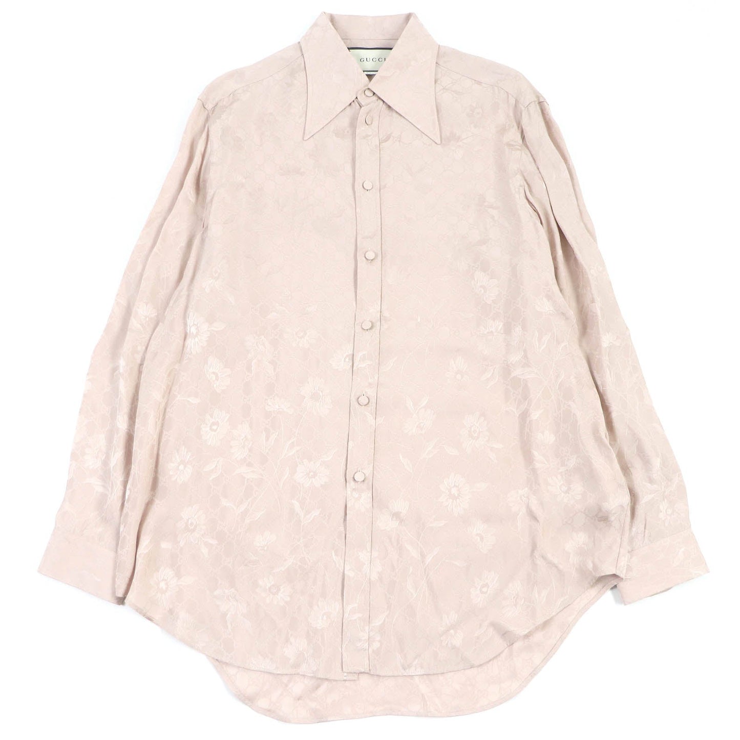 GUCCI Long sleeve shirt 596832 Main: 100% rayon pink DAISIES JACQUARD SHIRT mens 48