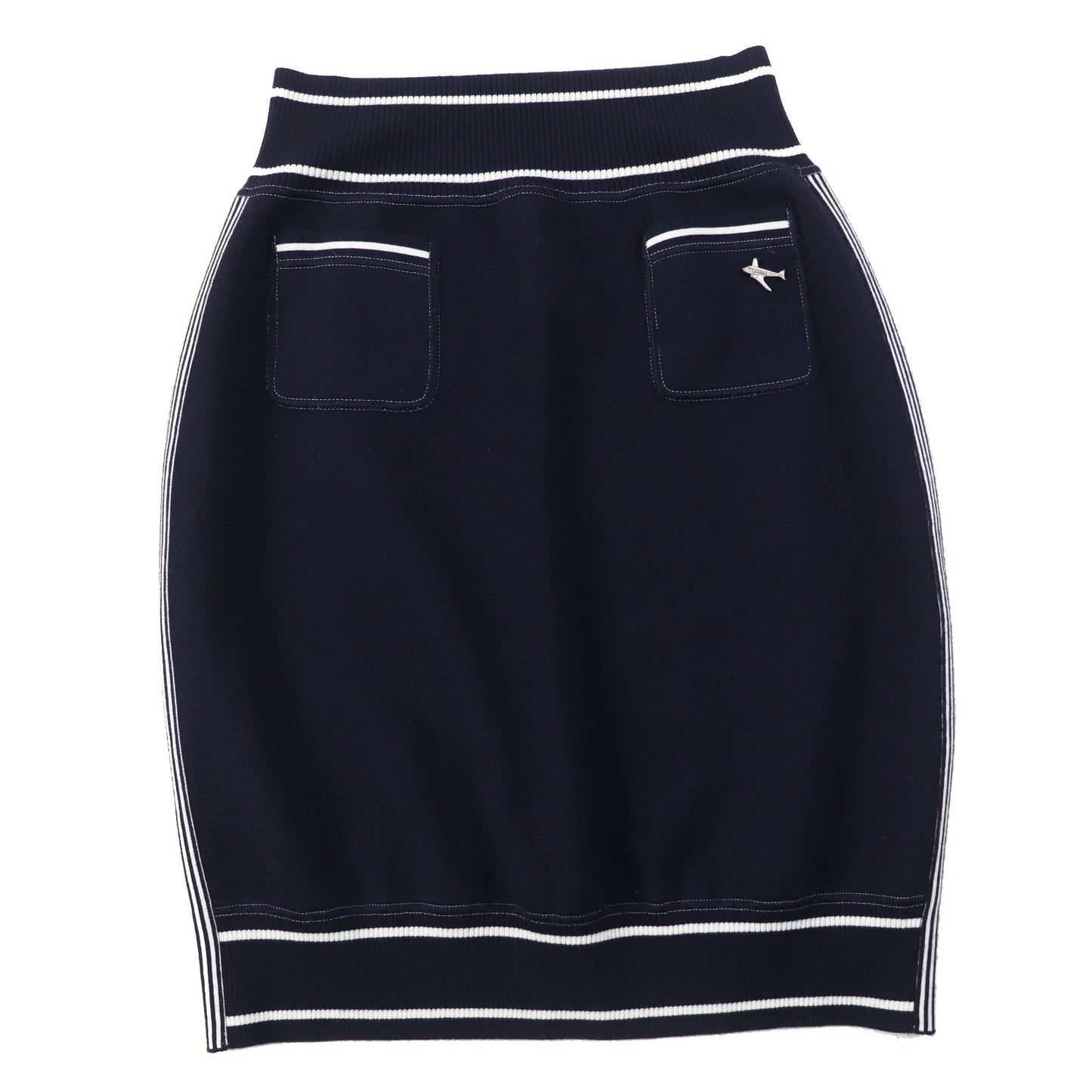 CHANEL skirt 08C P32497 Main: 38% cotton, 29% cashmere, 13% silk, 10% nylon, 8% polyester Dark Navy White Airline Women 40