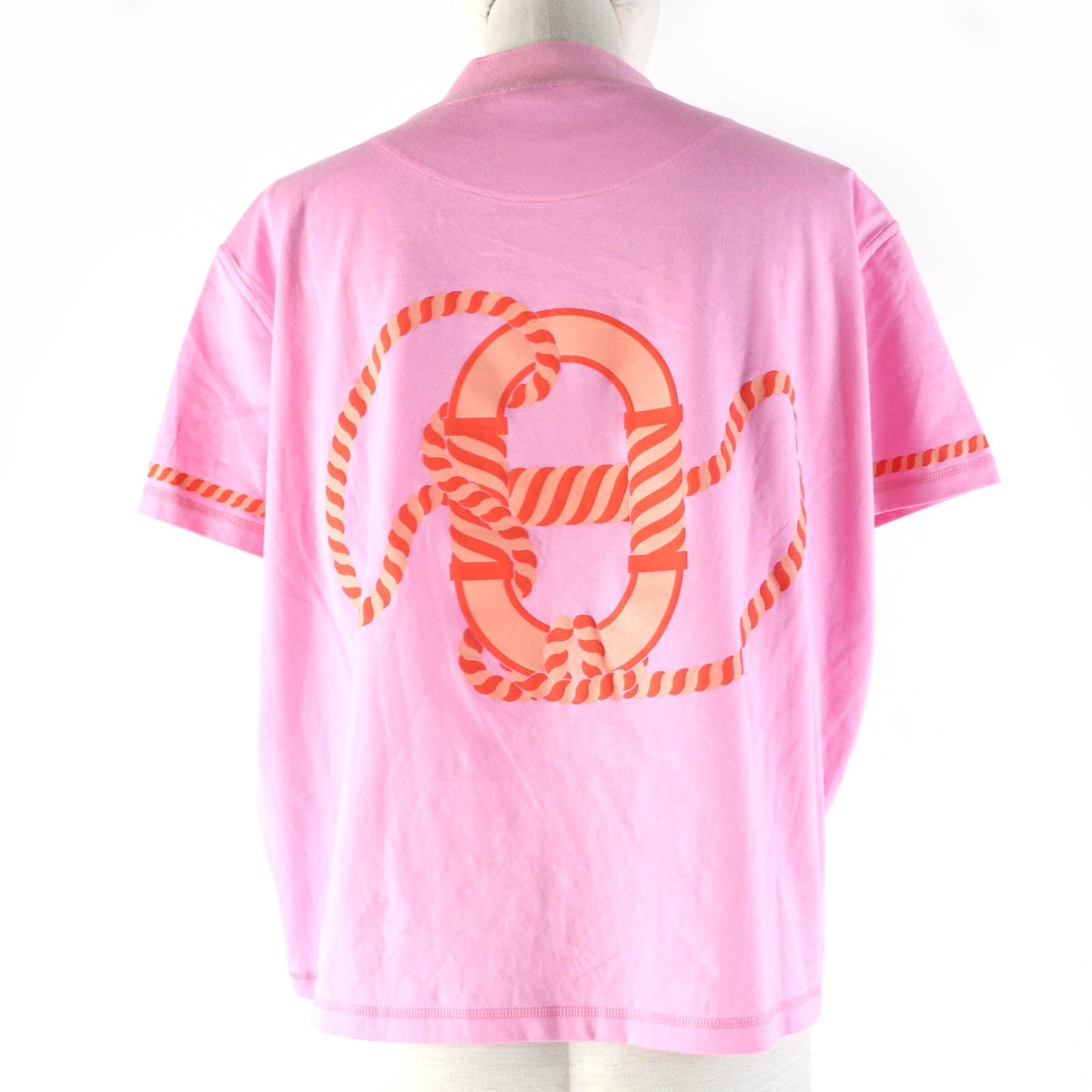 HERMES Short sleeve T-shirt 3E4621DL Main: 100% cotton, part: 72% cotton, part: 24% nylon, part: 4% polyurethane pink cartouche Women 34