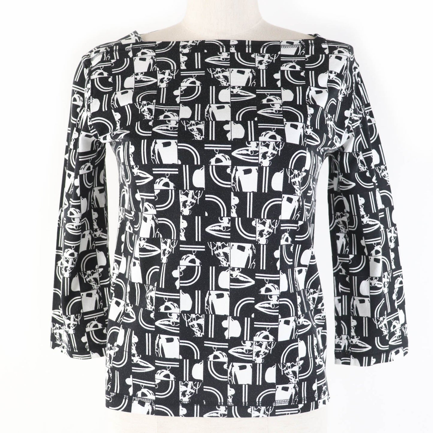 HERMES Cut Main: 100% cotton Black White BRIDES DE GALA en Desordre Ceremonial bridles Women 34