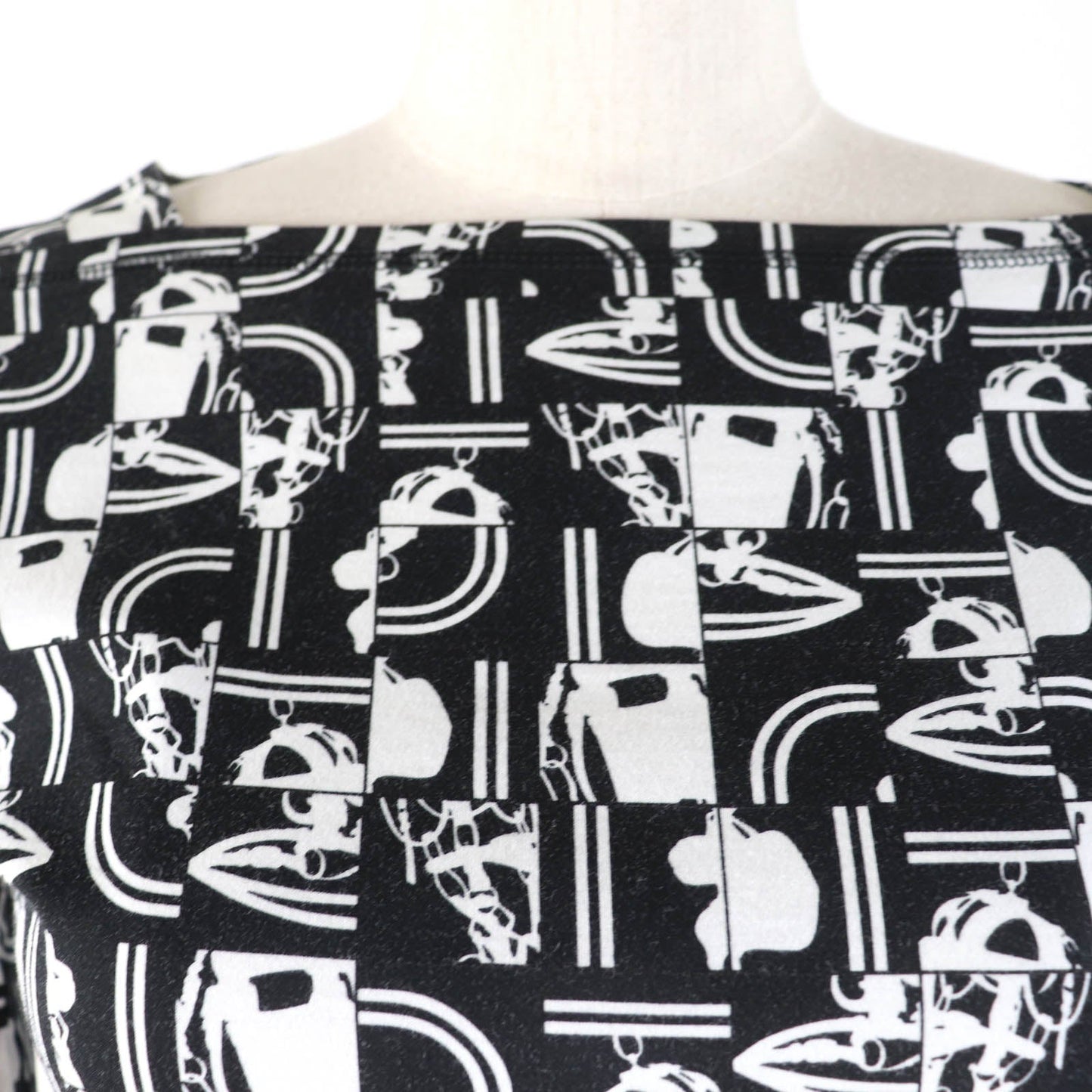 HERMES Cut Main: 100% cotton Black White BRIDES DE GALA en Desordre Ceremonial bridles Women 34
