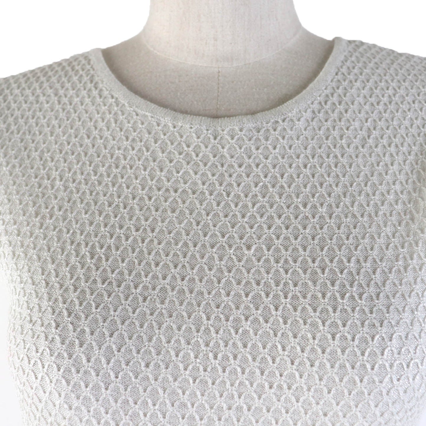 CHANEL knit 09P P35700K02085 Main: 70% cotton, Main: 30% linen Light gray Women 38