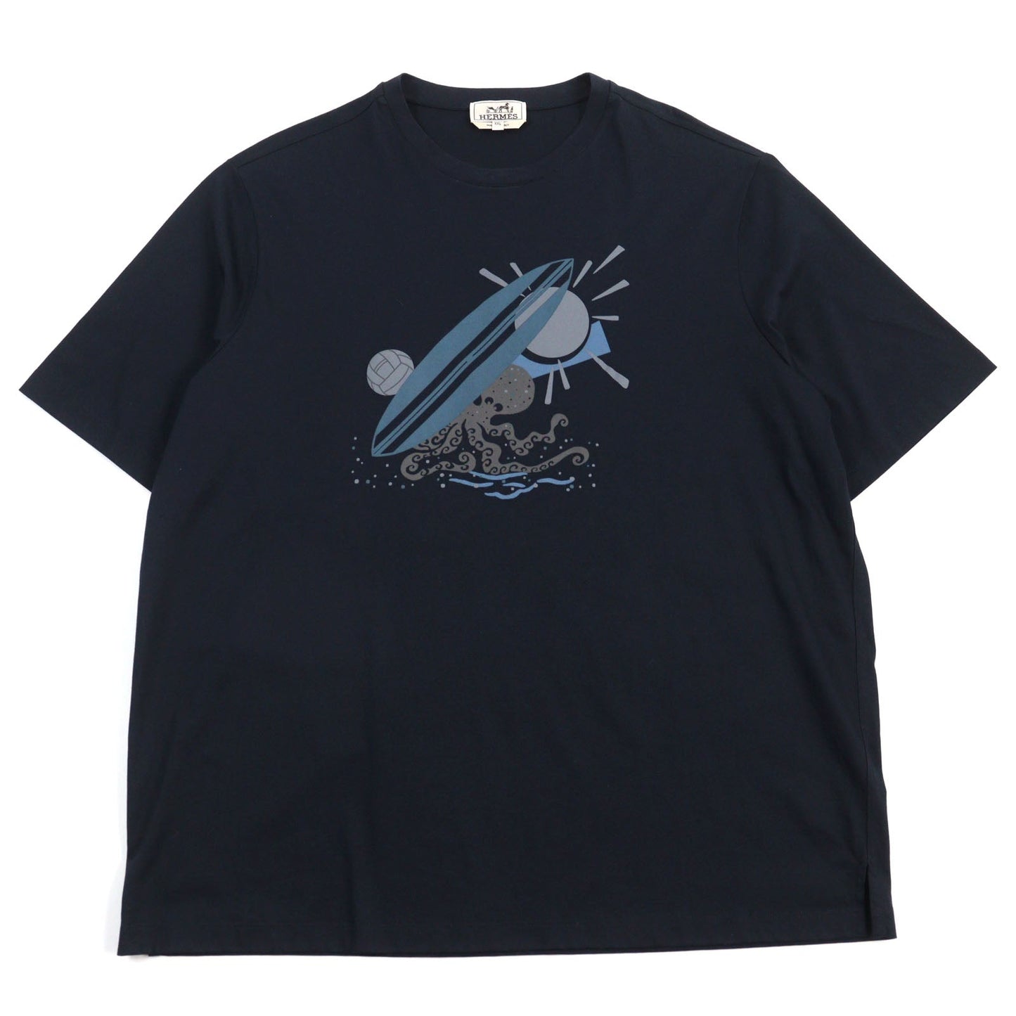 HERMES Short sleeve T-shirt Main: 100% cotton Navy type Poulp Watch mens XXL
