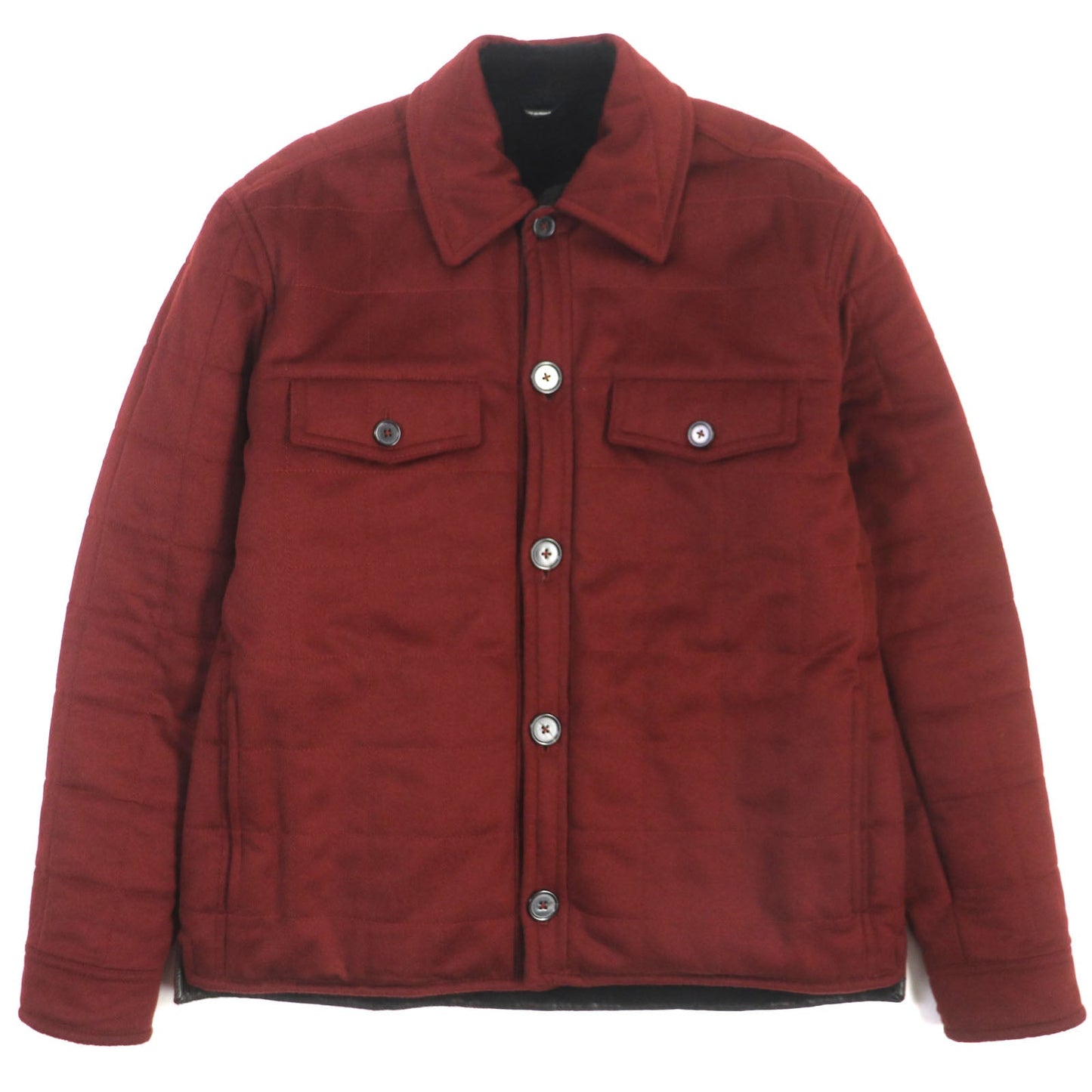 HERMES Jacket Outer: 100% cashmere, Filling: 100% polyester, Leather: cowhide, Lining: nutria, Lining: 100% cupra Bordeaux mens 50