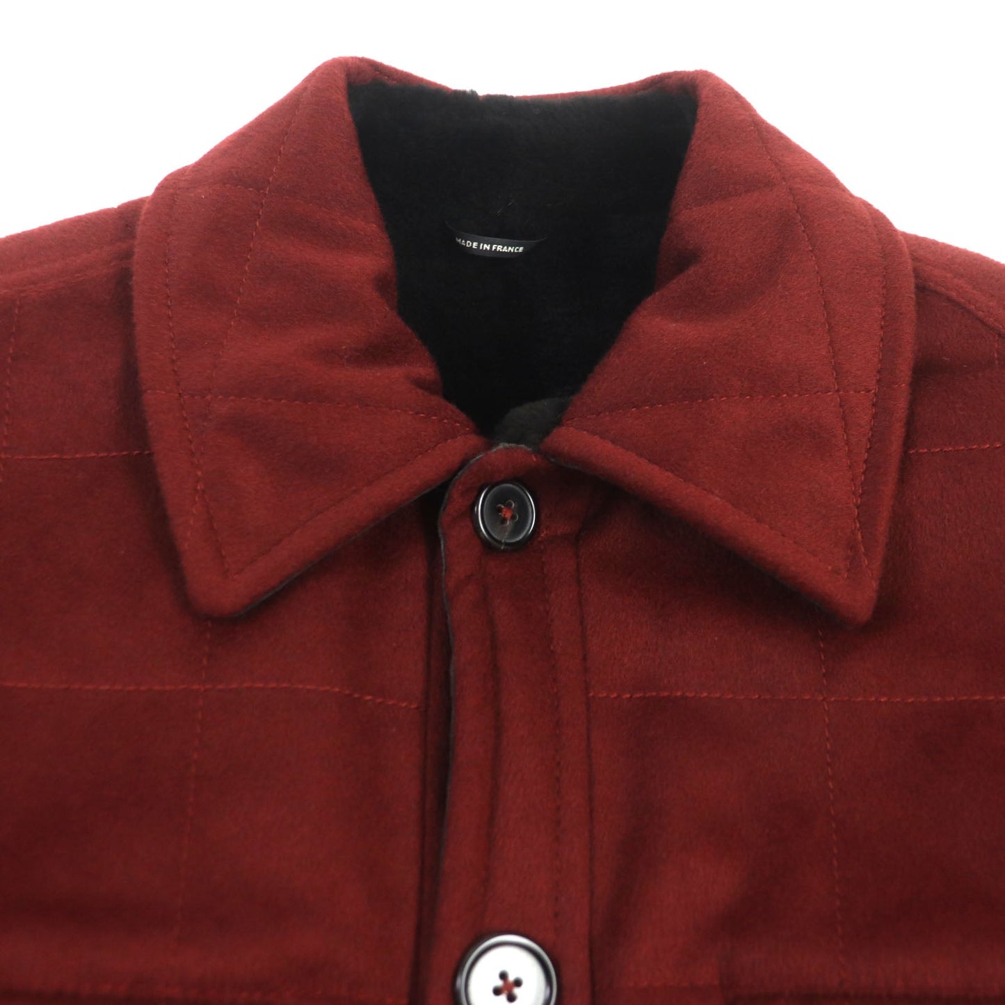 HERMES Jacket Outer: 100% cashmere, Filling: 100% polyester, Leather: cowhide, Lining: nutria, Lining: 100% cupra Bordeaux mens 50