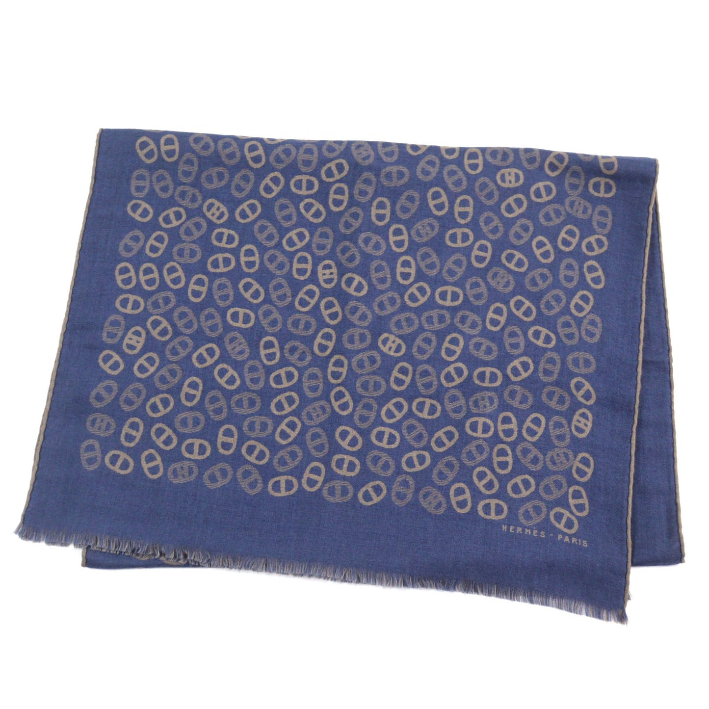HERMES Scarf Main: 70% cashmere, Main: 30% silk Blue Light Brown mens