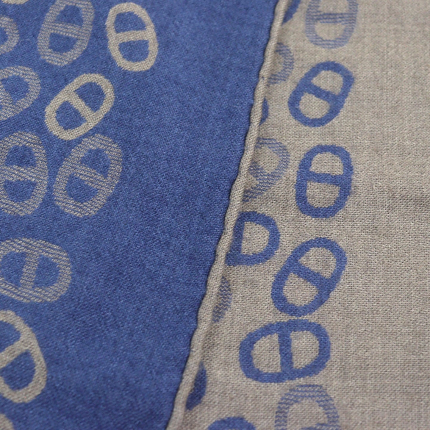 HERMES Scarf Main: 70% cashmere, Main: 30% silk Blue Light Brown mens