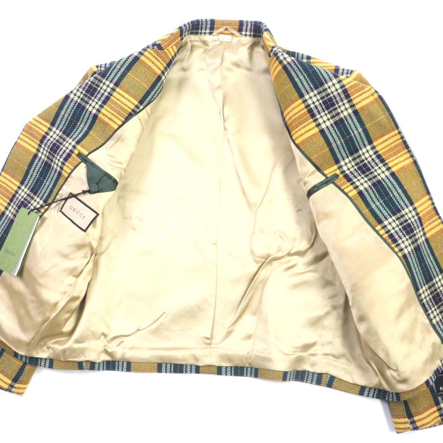 GUCCI Riders jacket 710795 Outer: 88% wool, Outer: 10% nylon, Outer: 2% rayon, Lining: 100% rayon, Sleeve lining: 100% cupra yellow-green METAMORFOSI mens 46