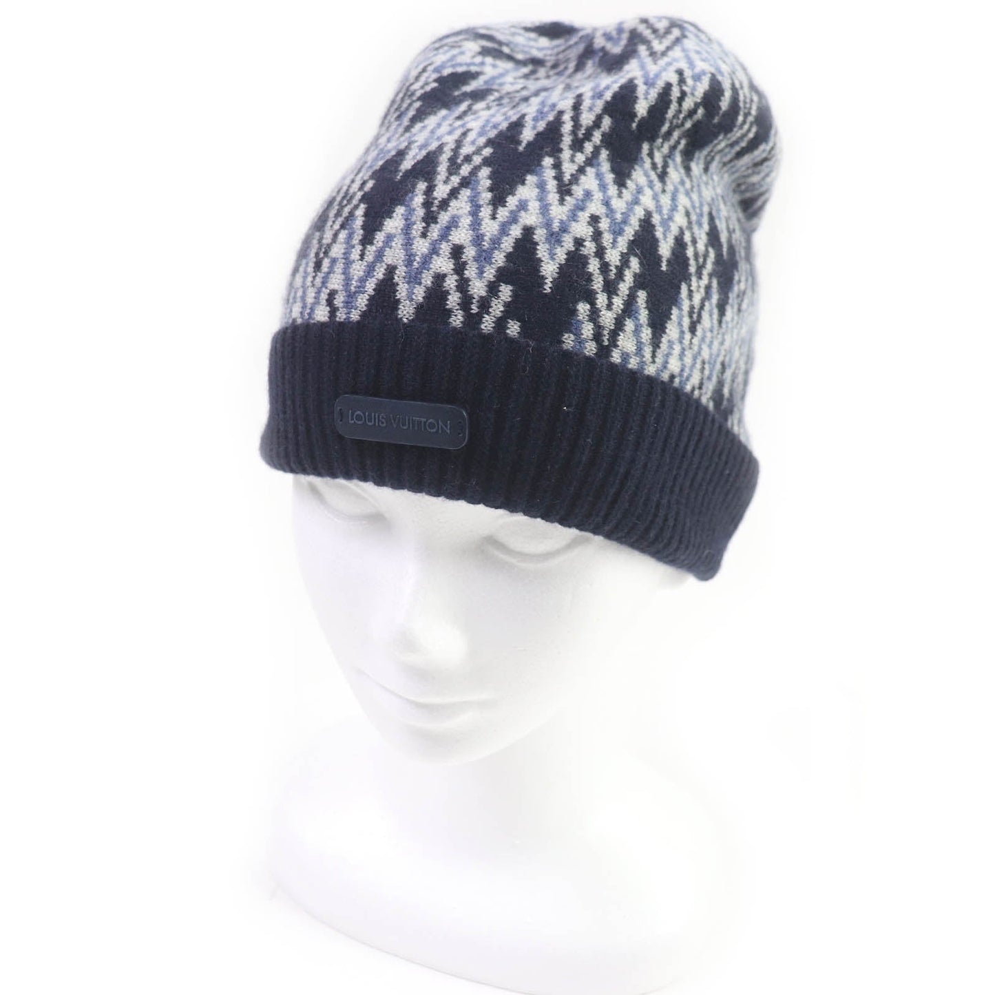 LOUIS VUITTON Knit cap M70542 Main: 100% cashmere, part: leather Navy mens
