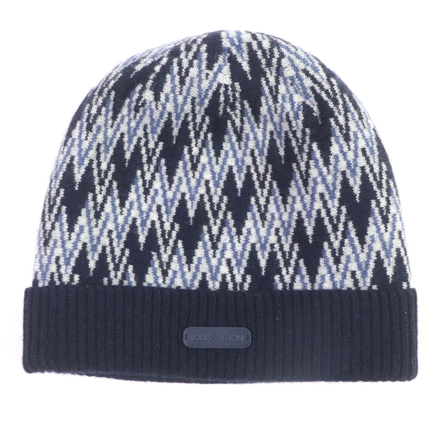 LOUIS VUITTON Knit cap M70542 Main: 100% cashmere, part: leather Navy mens